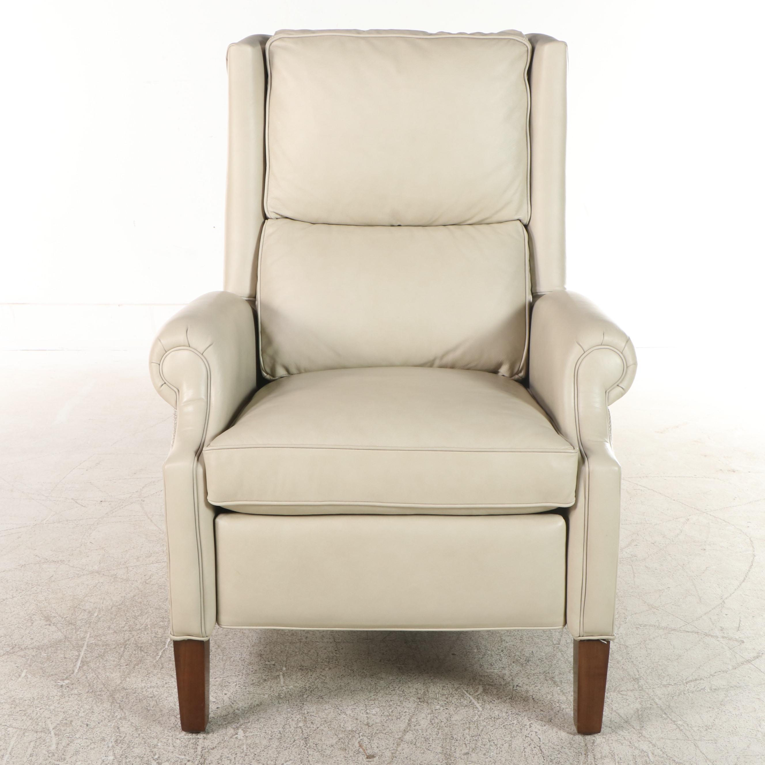 Hancock & Moore Leather and Alligator-Embossed Leather Wingback Recliner