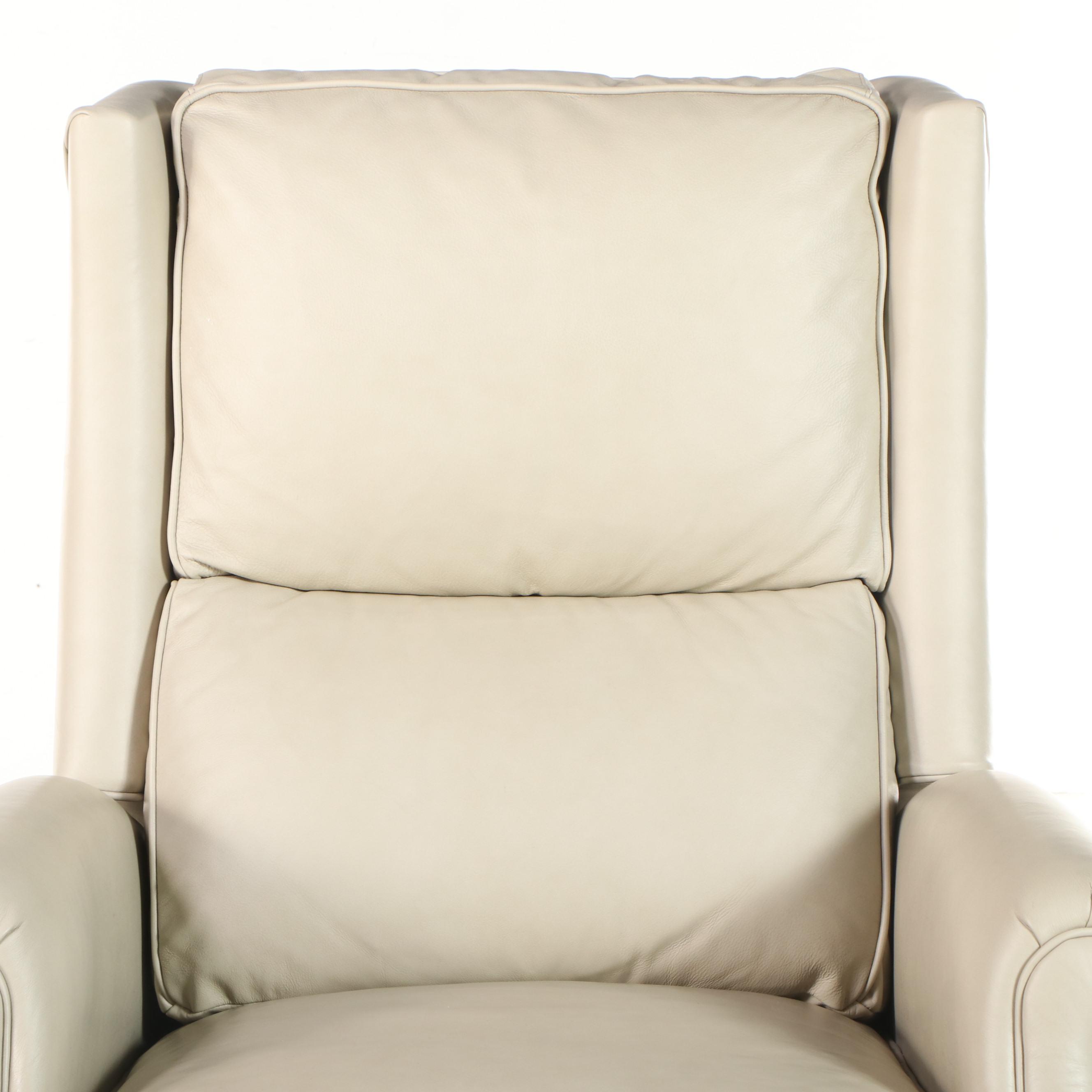 Hancock & Moore Leather and Alligator-Embossed Leather Wingback Recliner