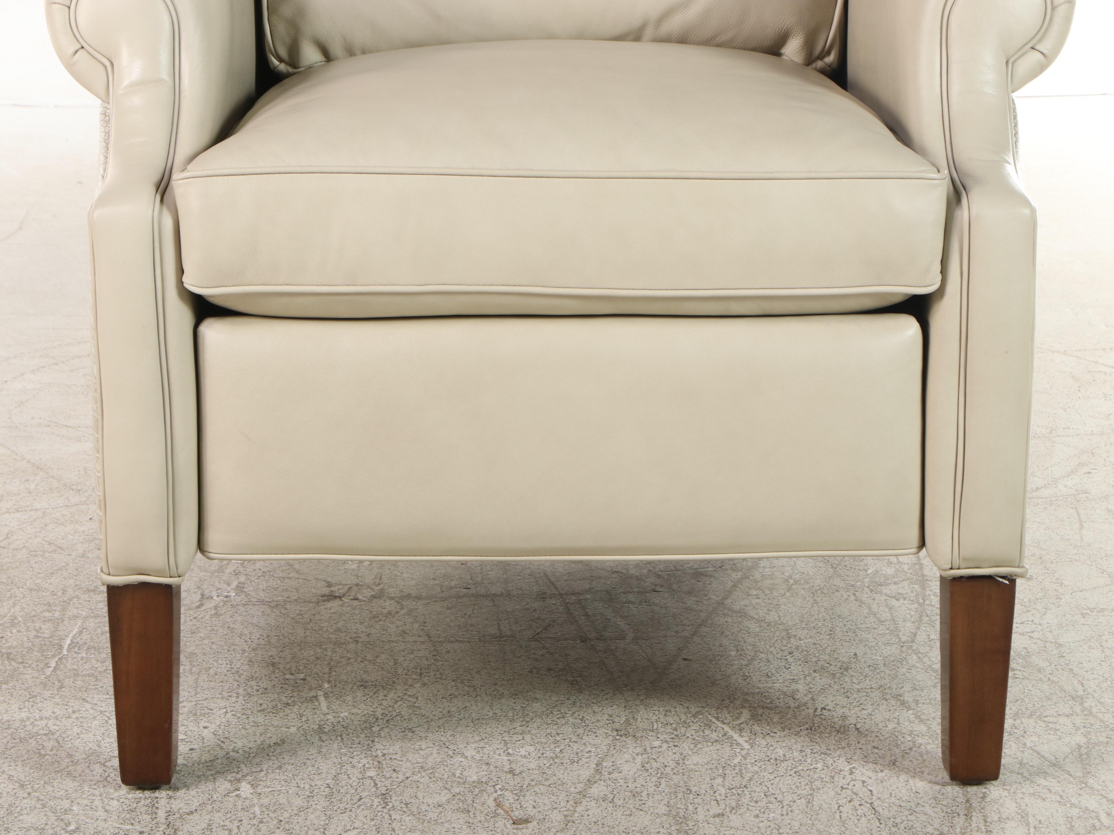 Hancock & Moore Leather and Alligator-Embossed Leather Wingback Recliner