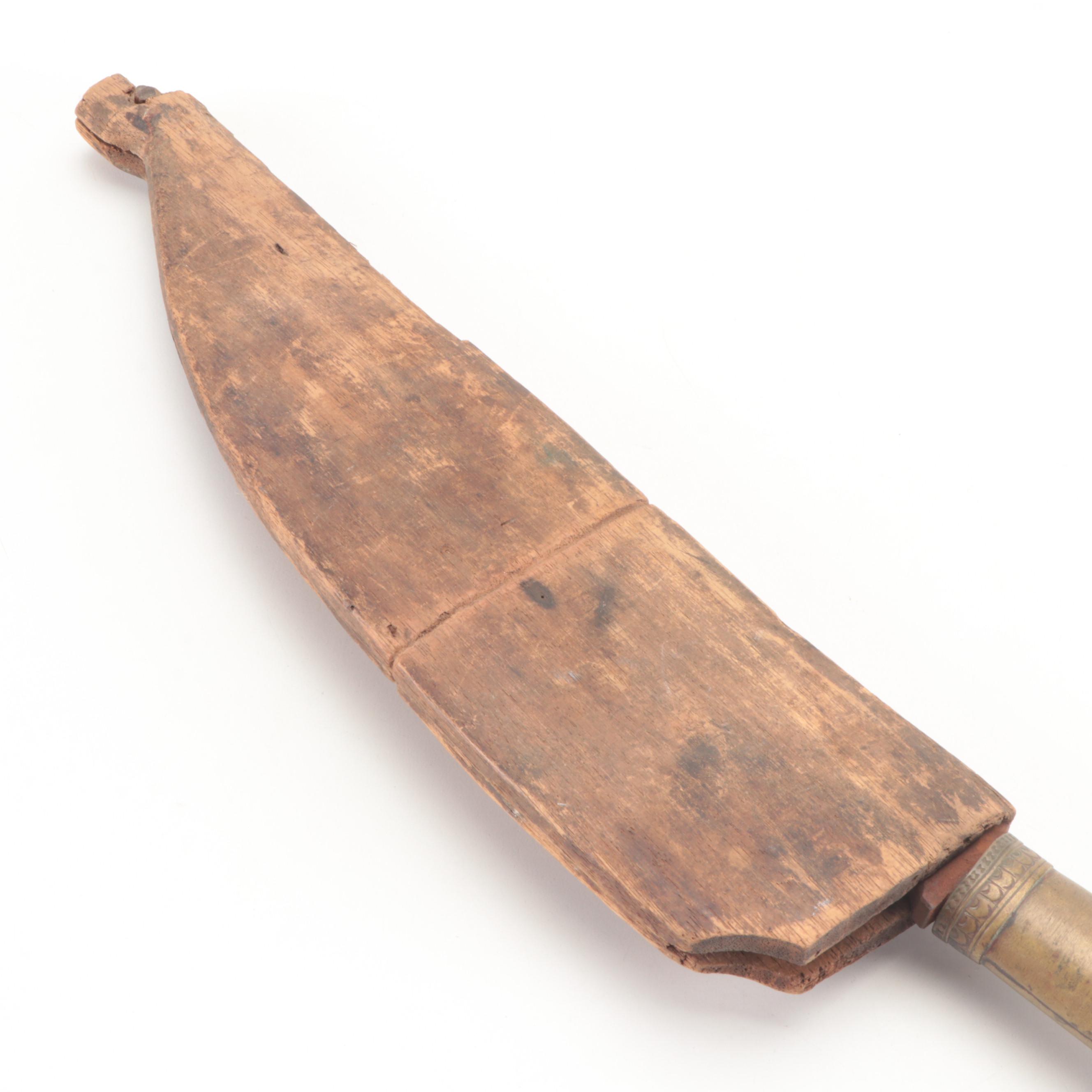 Philippine 'Barong' Knife With Carved Wooden Sheath