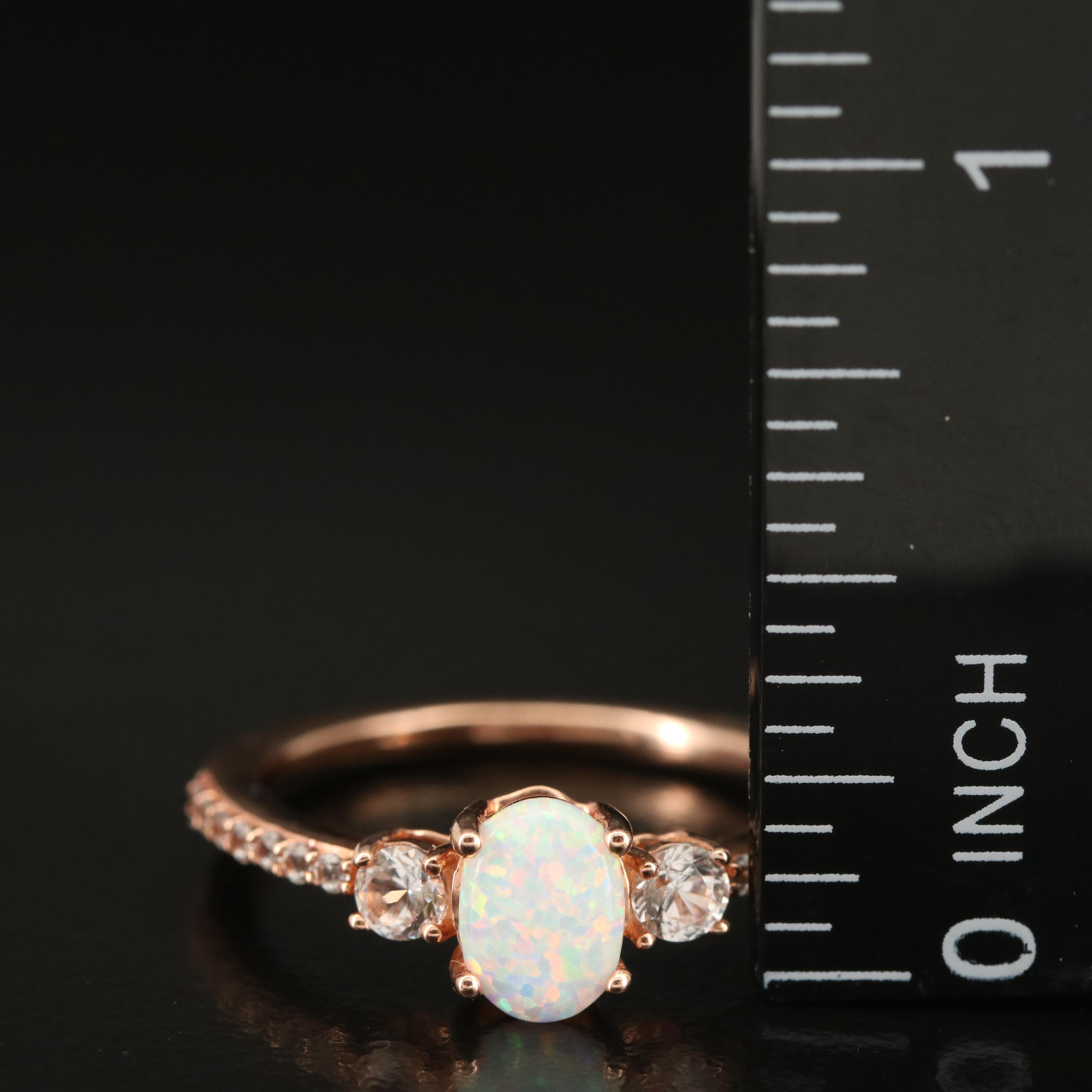 10K Rose Gold Opal and Sapphire Ring