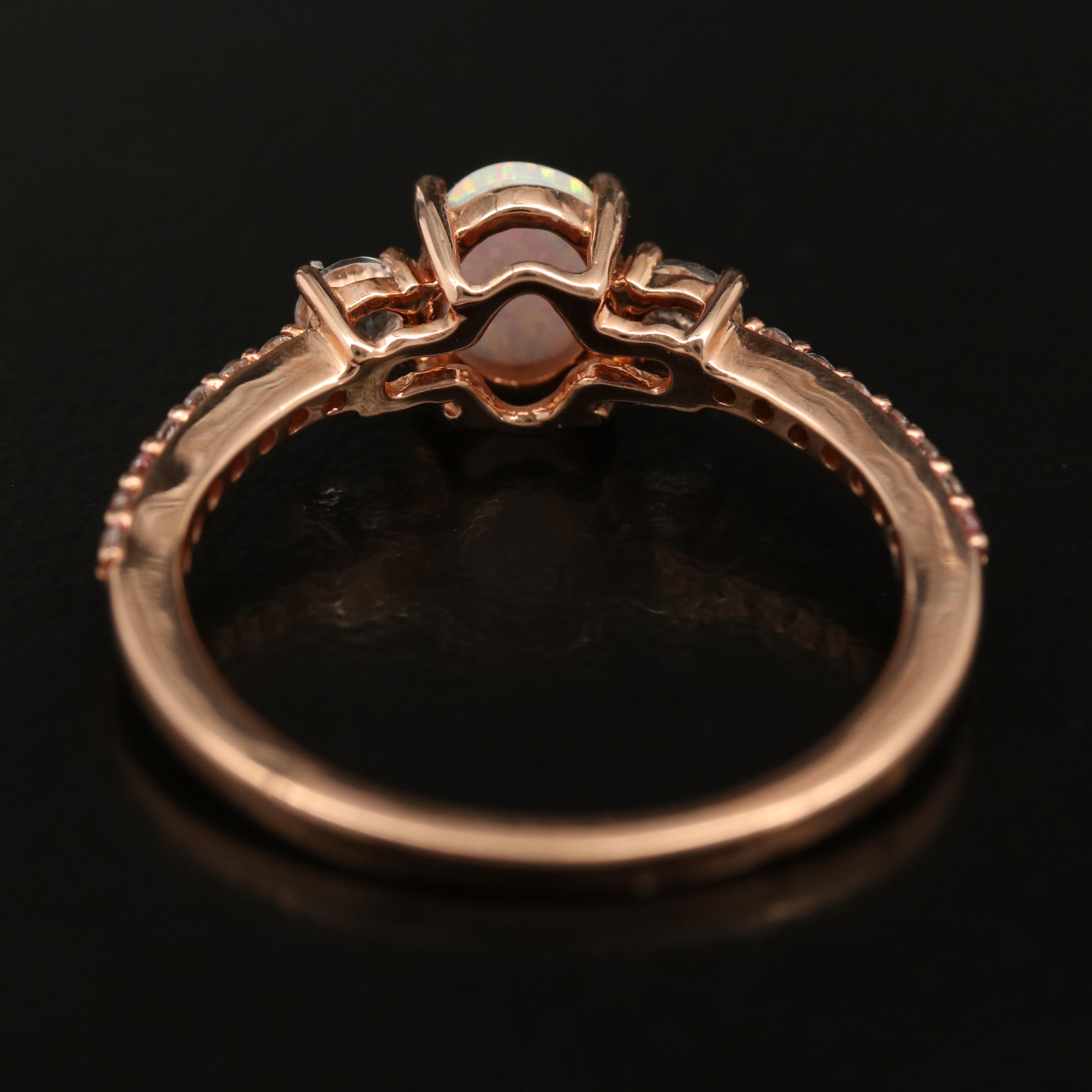 10K Rose Gold Opal and Sapphire Ring