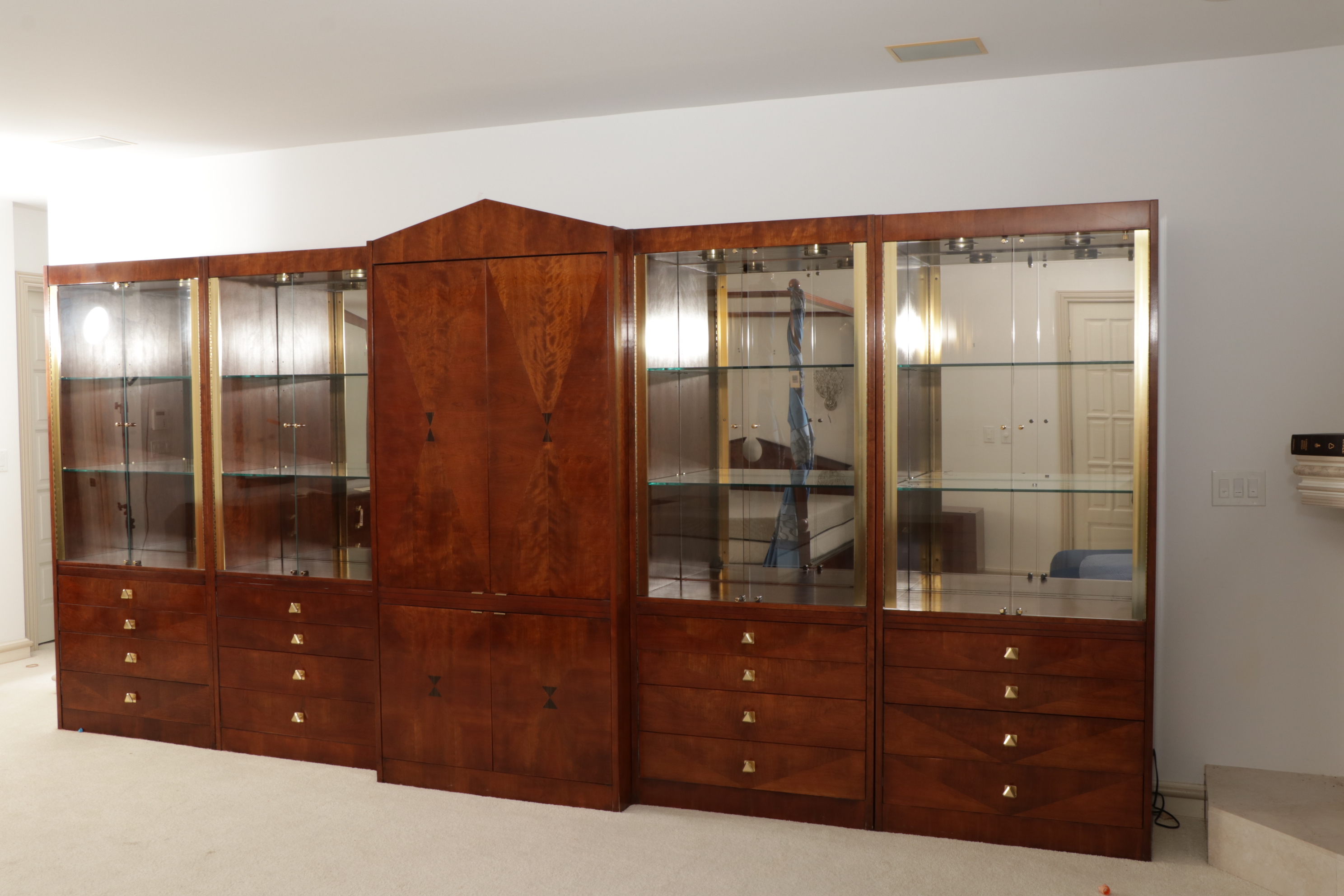 Henredon "Scene 4" Parquetry Illuminated  Display Cabinet and Armoire