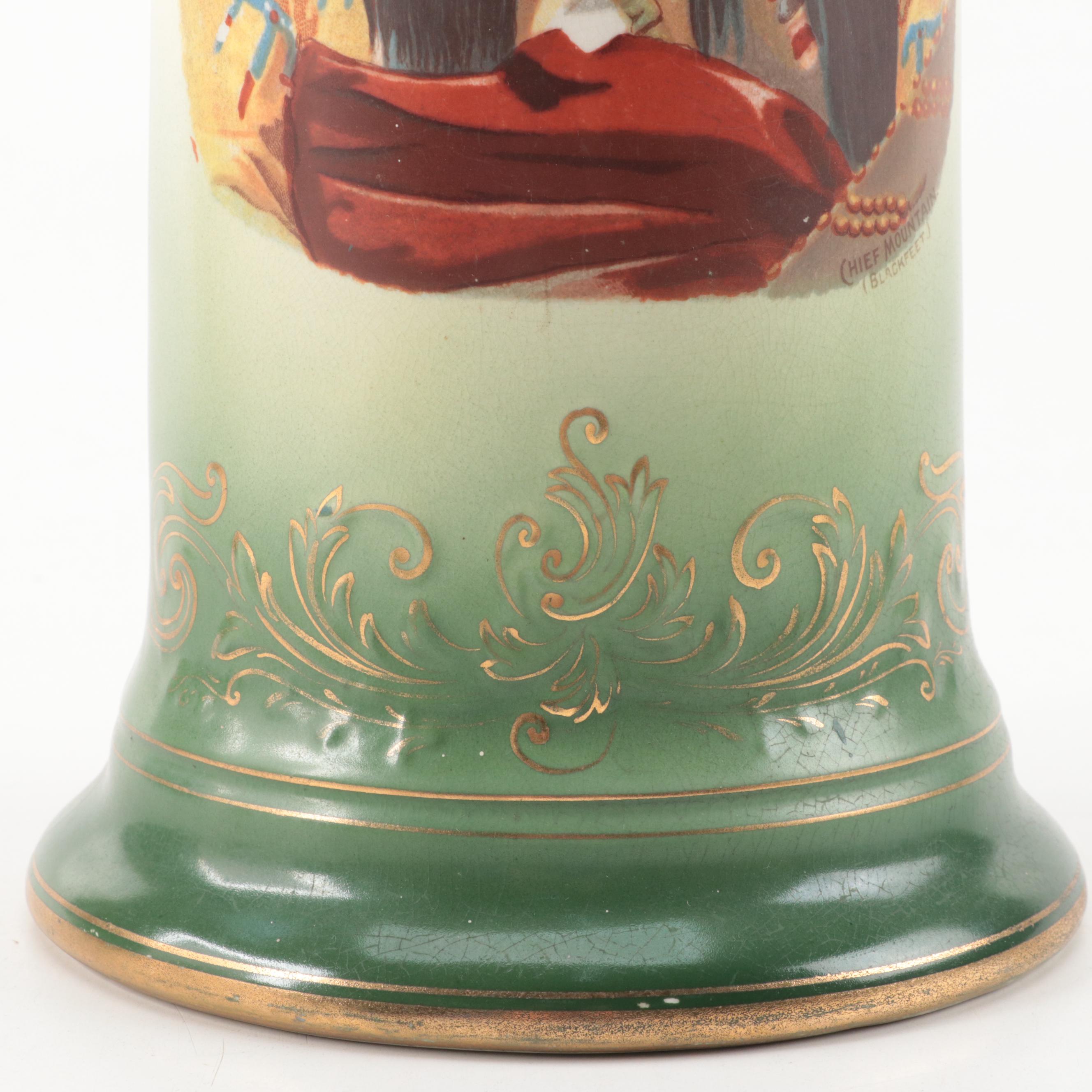 Buffalo Pottery Portrait Pitcher of Chief Hollow Horn Bear