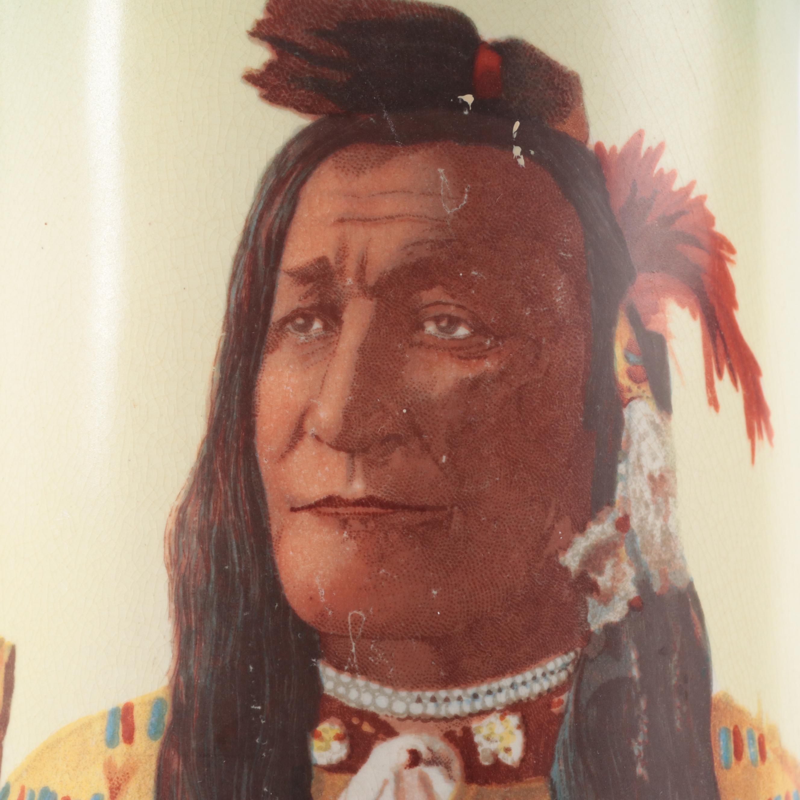 Buffalo Pottery Portrait Pitcher of Chief Hollow Horn Bear