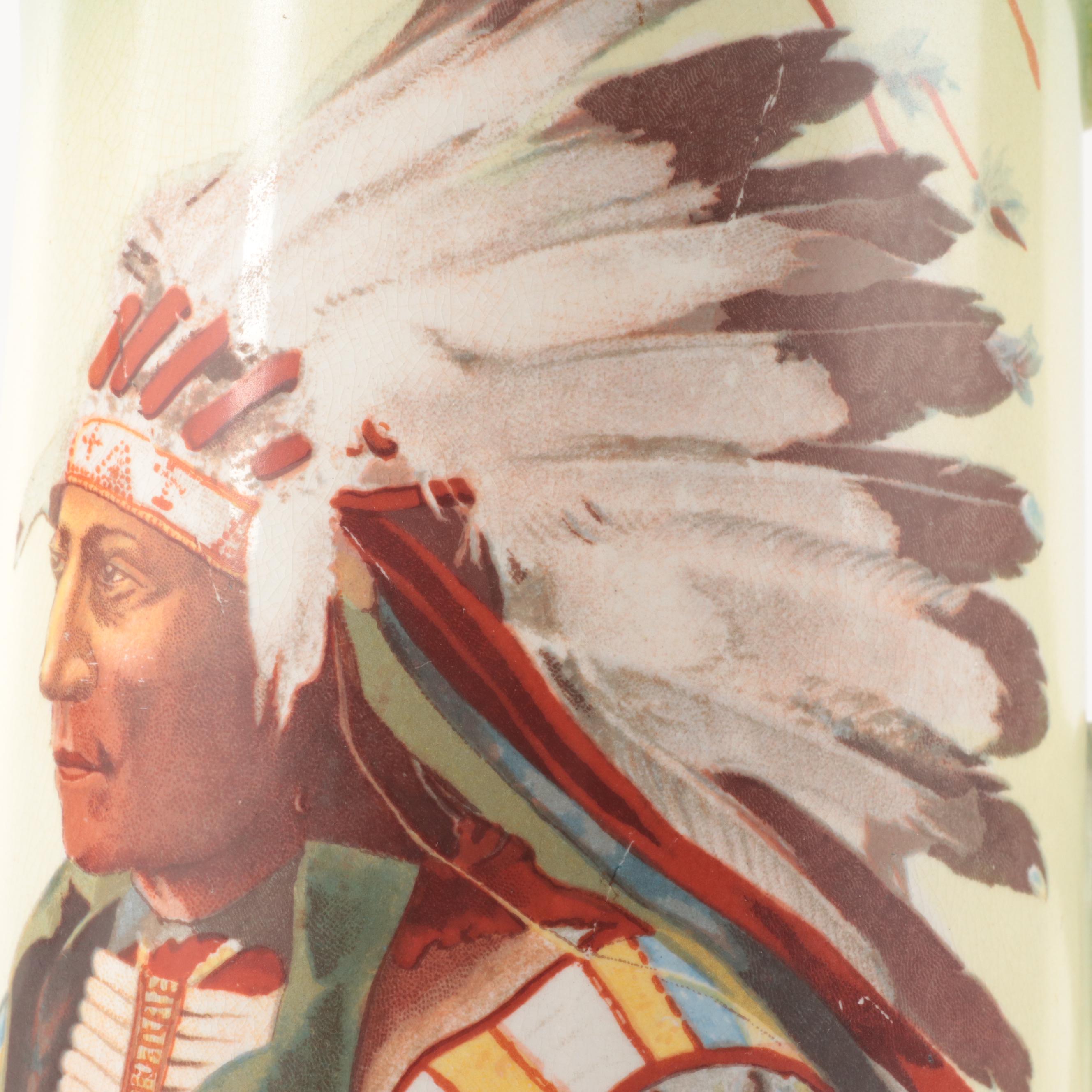 Buffalo Pottery Portrait Pitcher of Chief Hollow Horn Bear