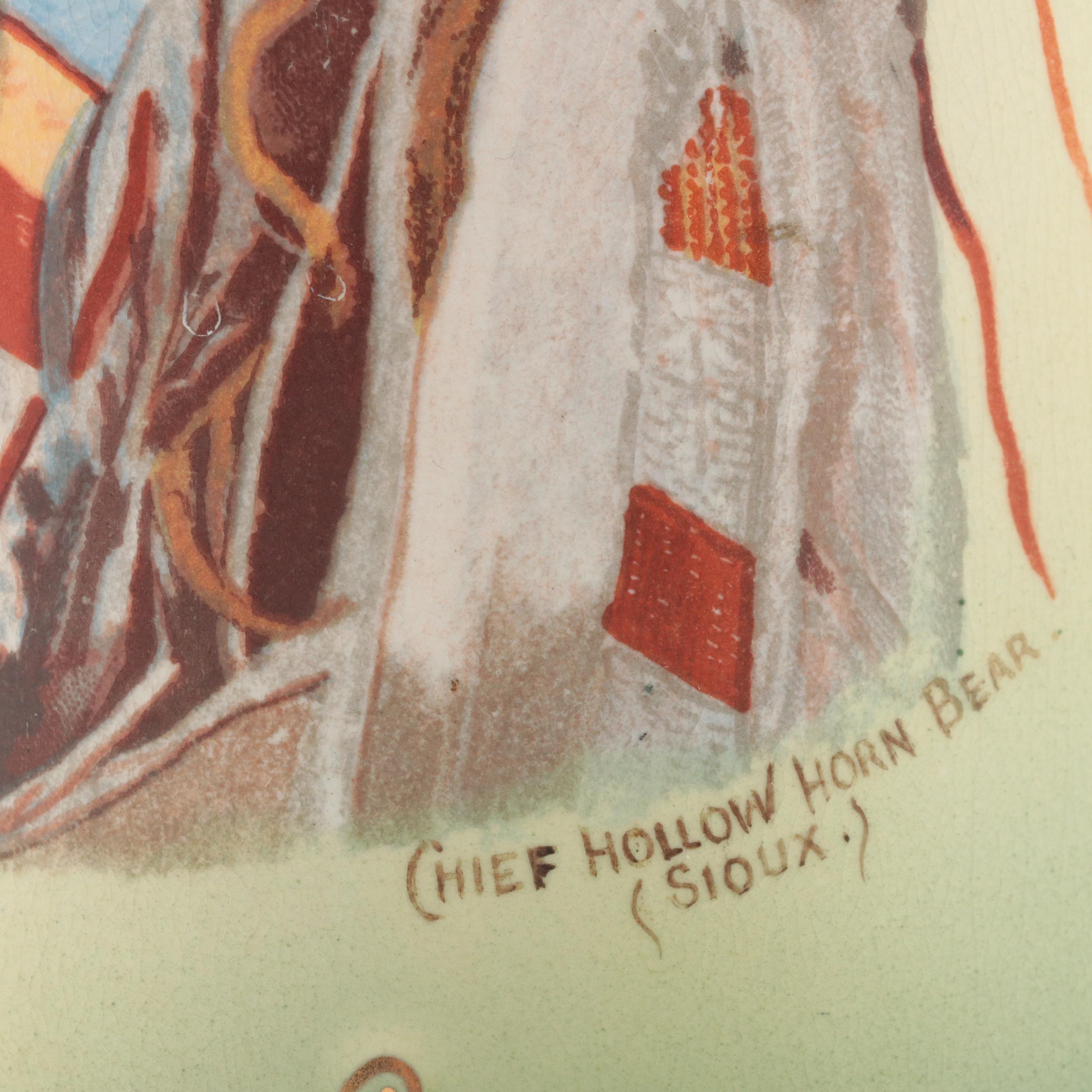 Buffalo Pottery Portrait Pitcher of Chief Hollow Horn Bear