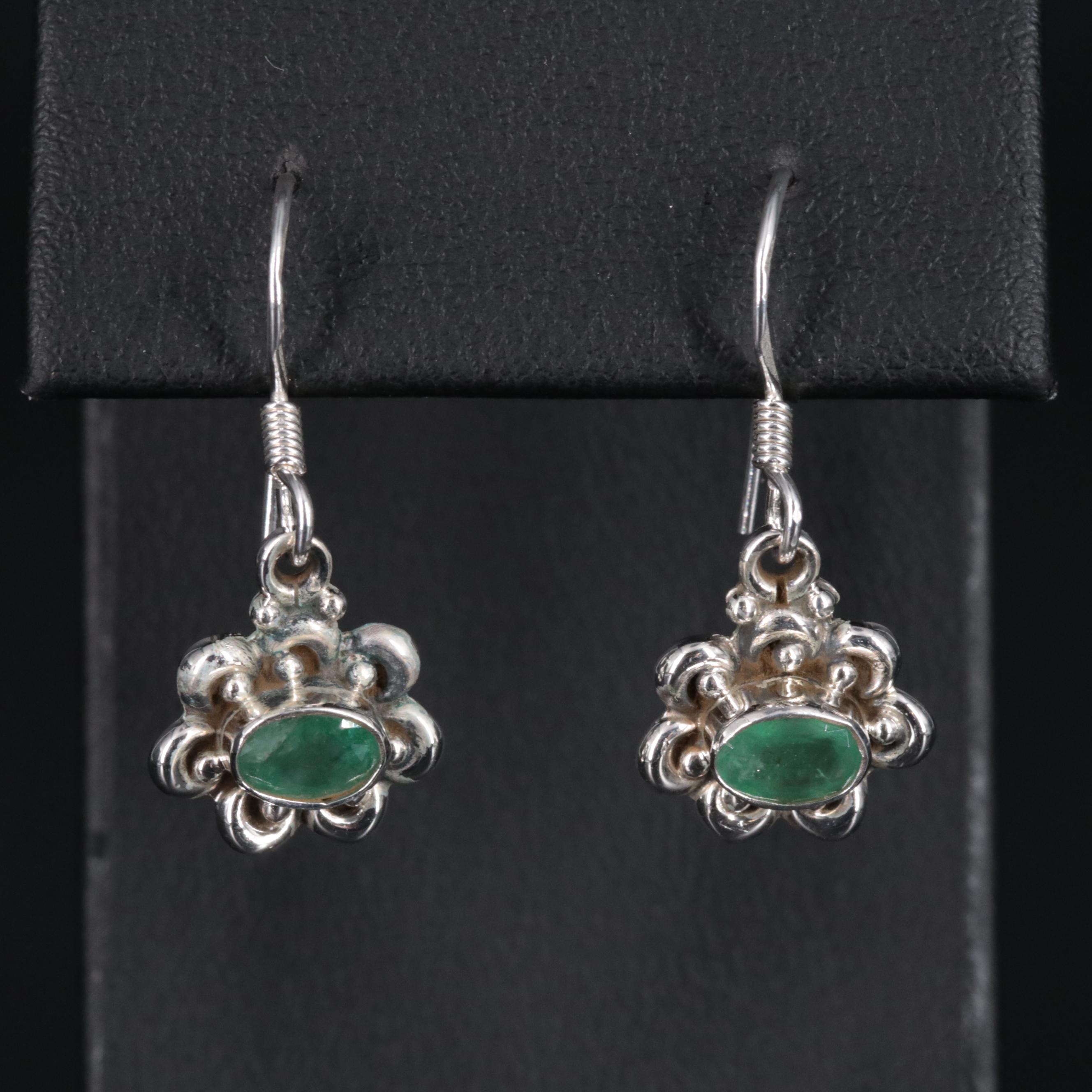 Sterling Silver Emerald Earrings