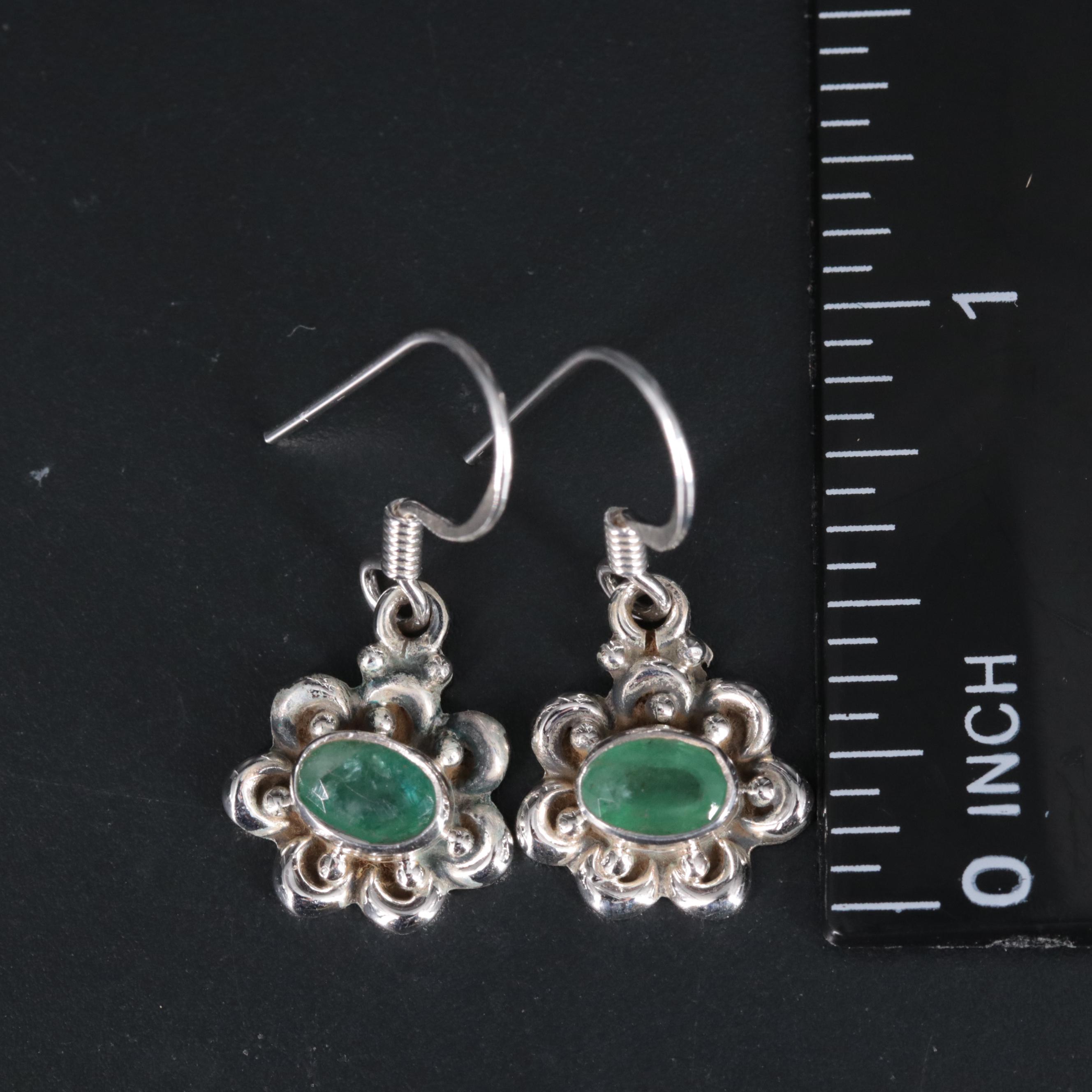Sterling Silver Emerald Earrings