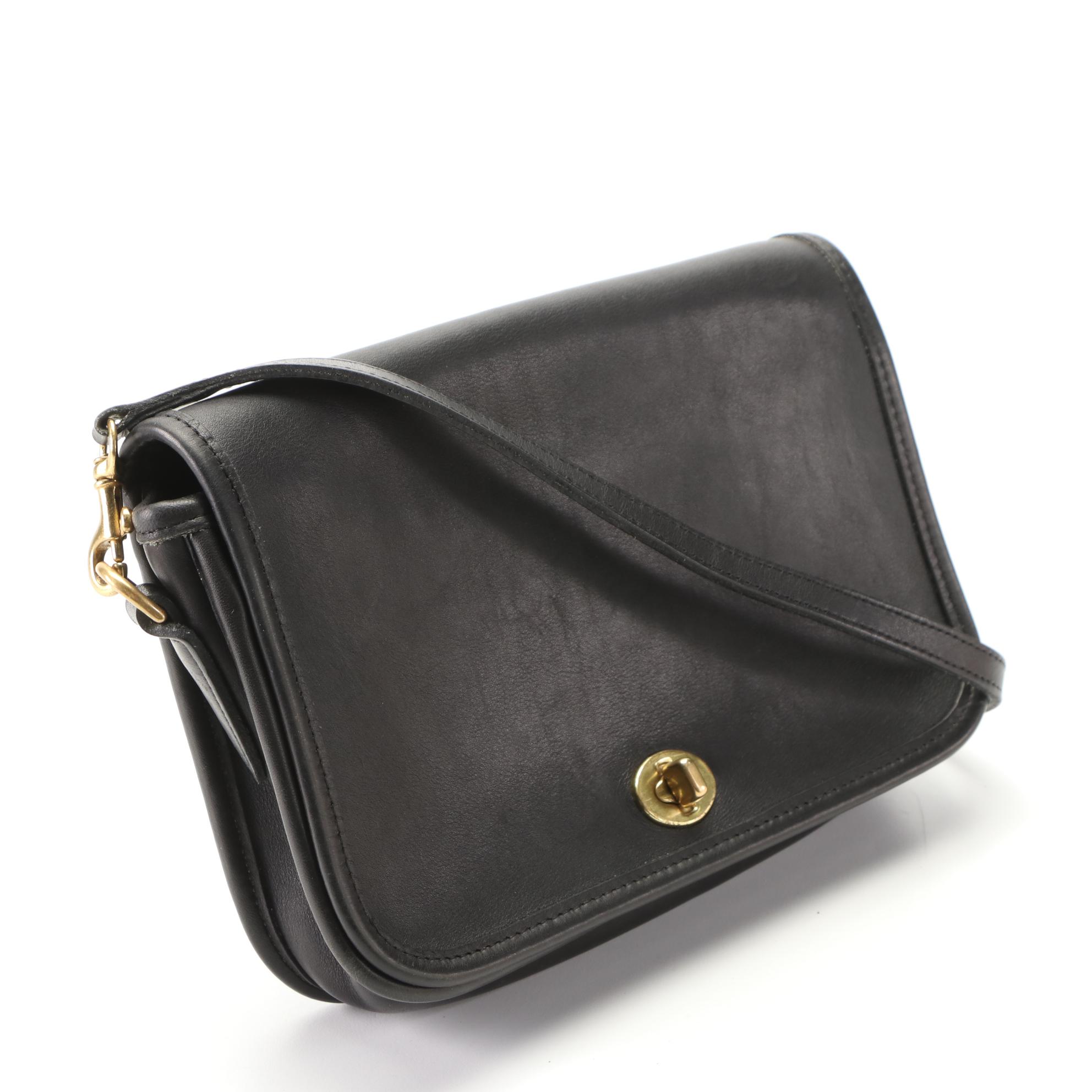 Coach Pocket Purse 9755 in Black Glove Tanned Leather