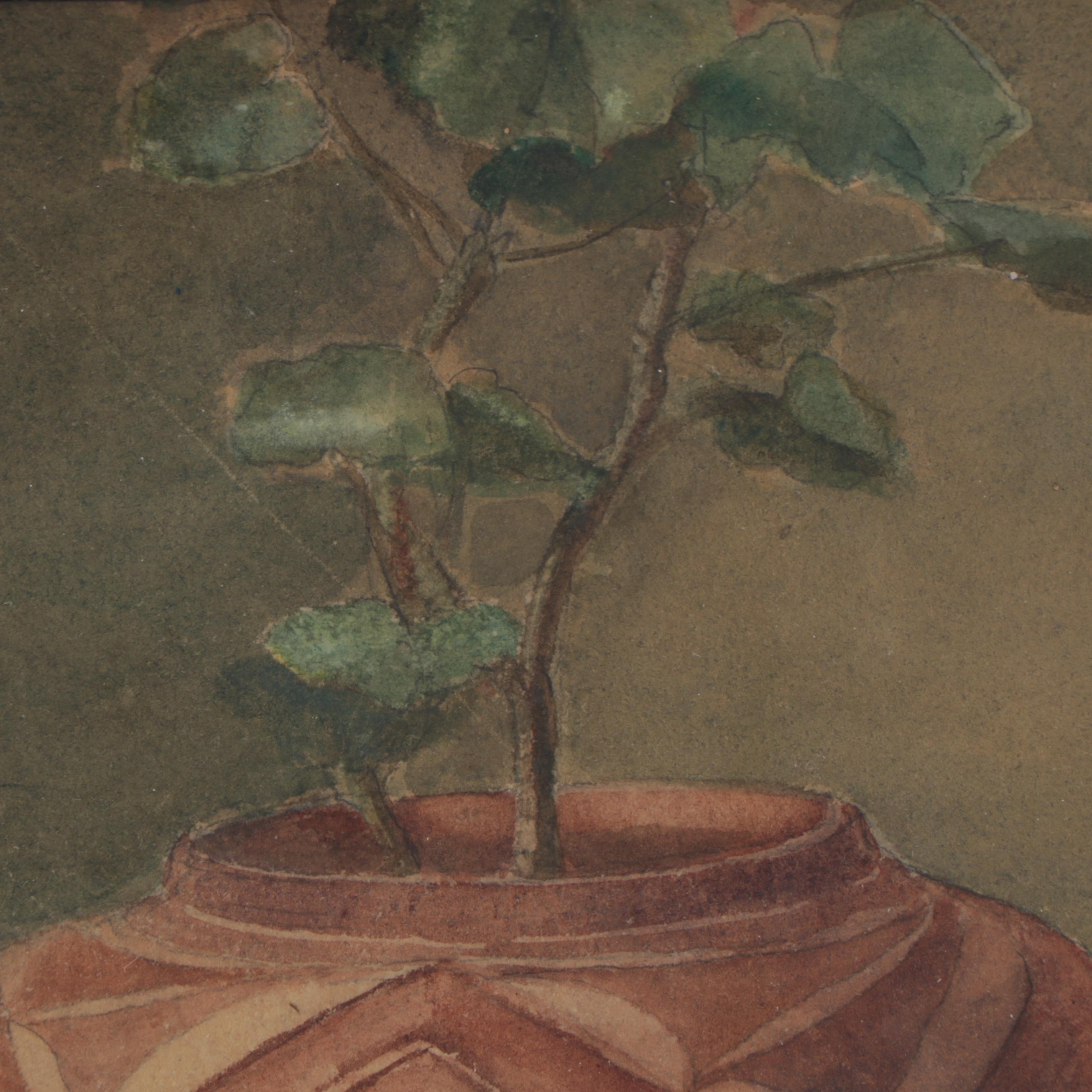 Still Life Watercolor Painting of Southwestern Pottery