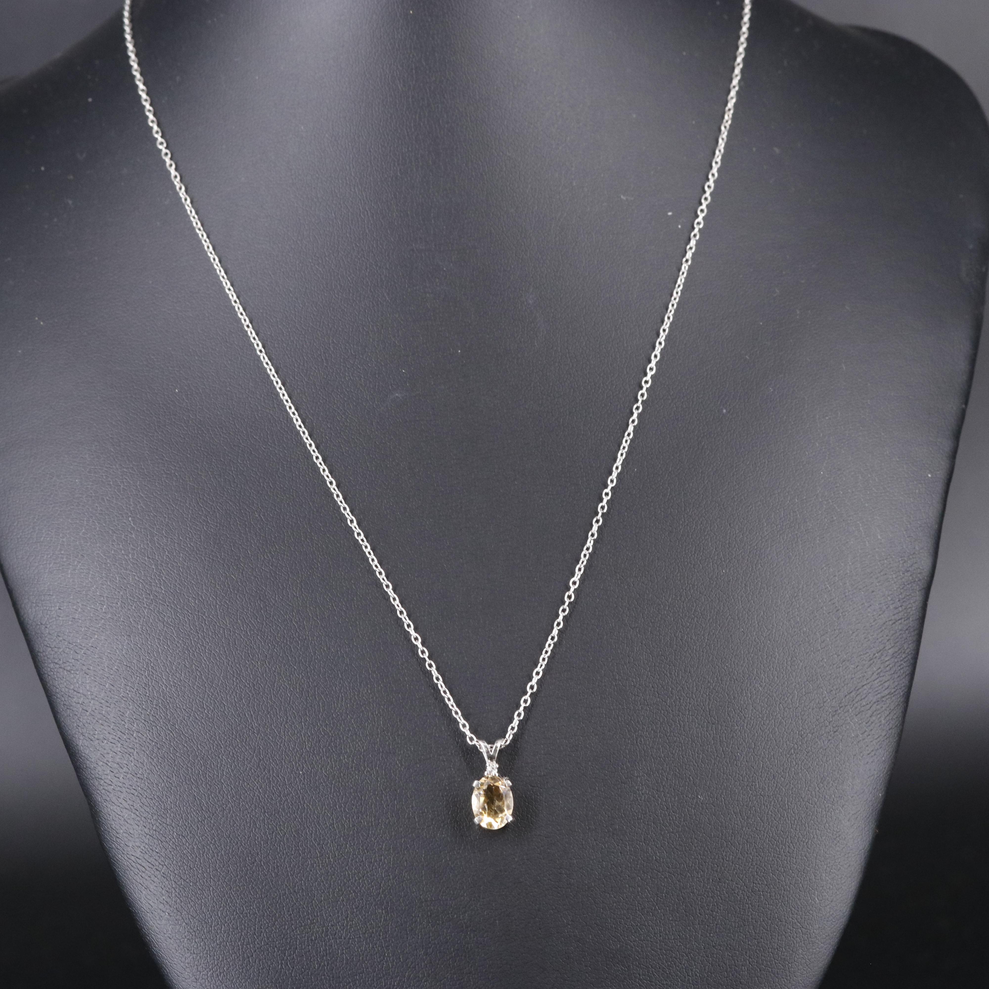 Sterling Silver Citrine Pendant Necklace