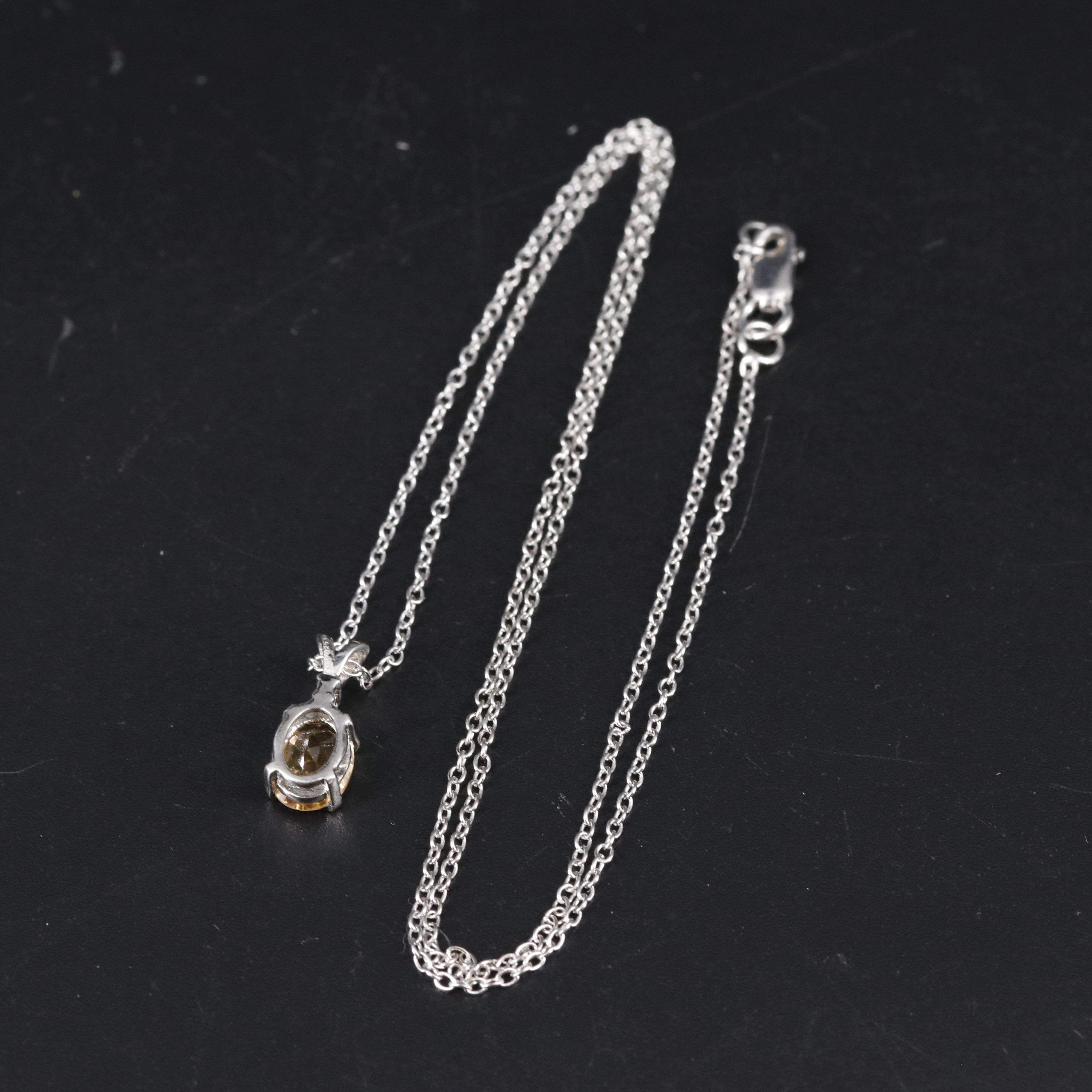 Sterling Silver Citrine Pendant Necklace