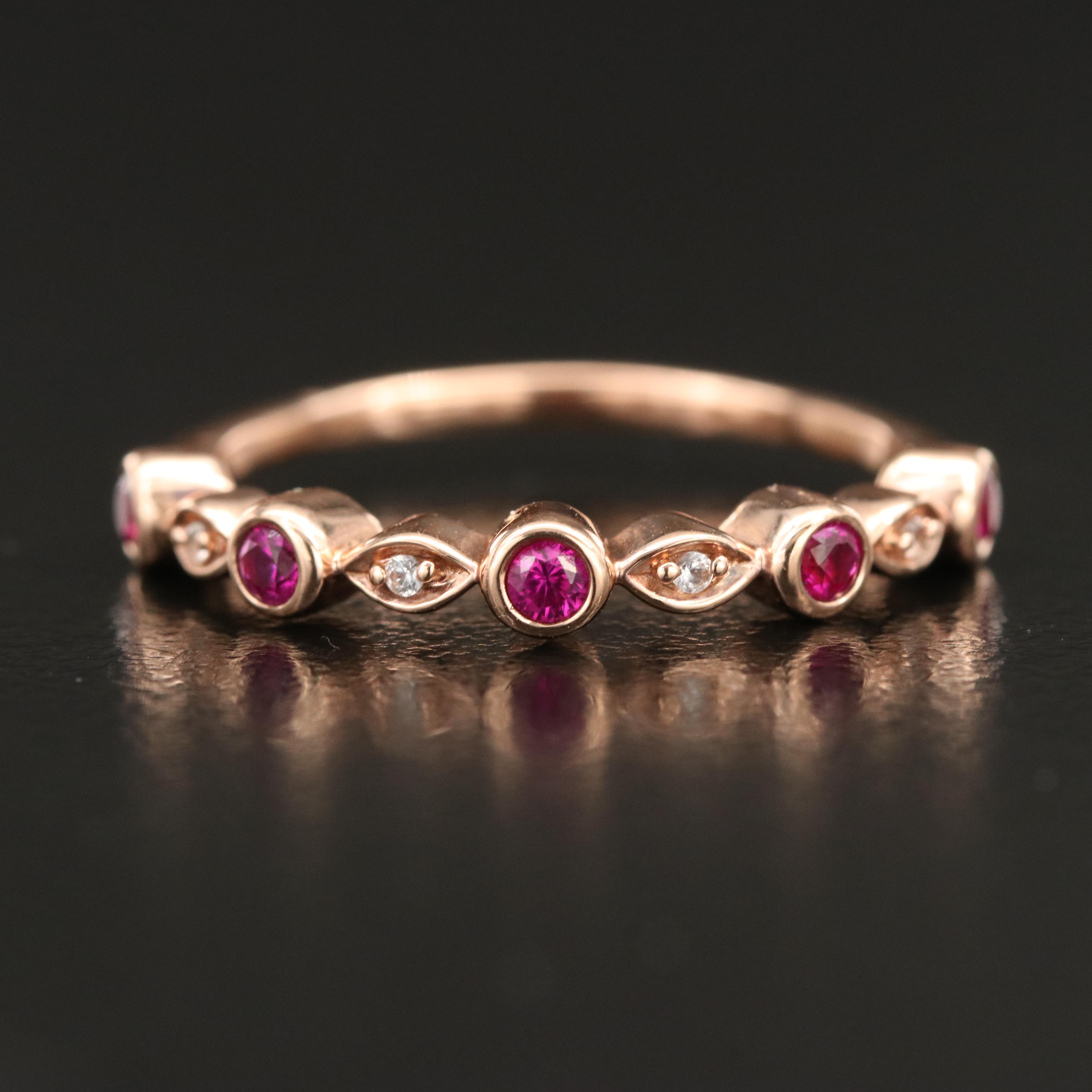 10K Rose Gold Ruby and Sapphire Ring