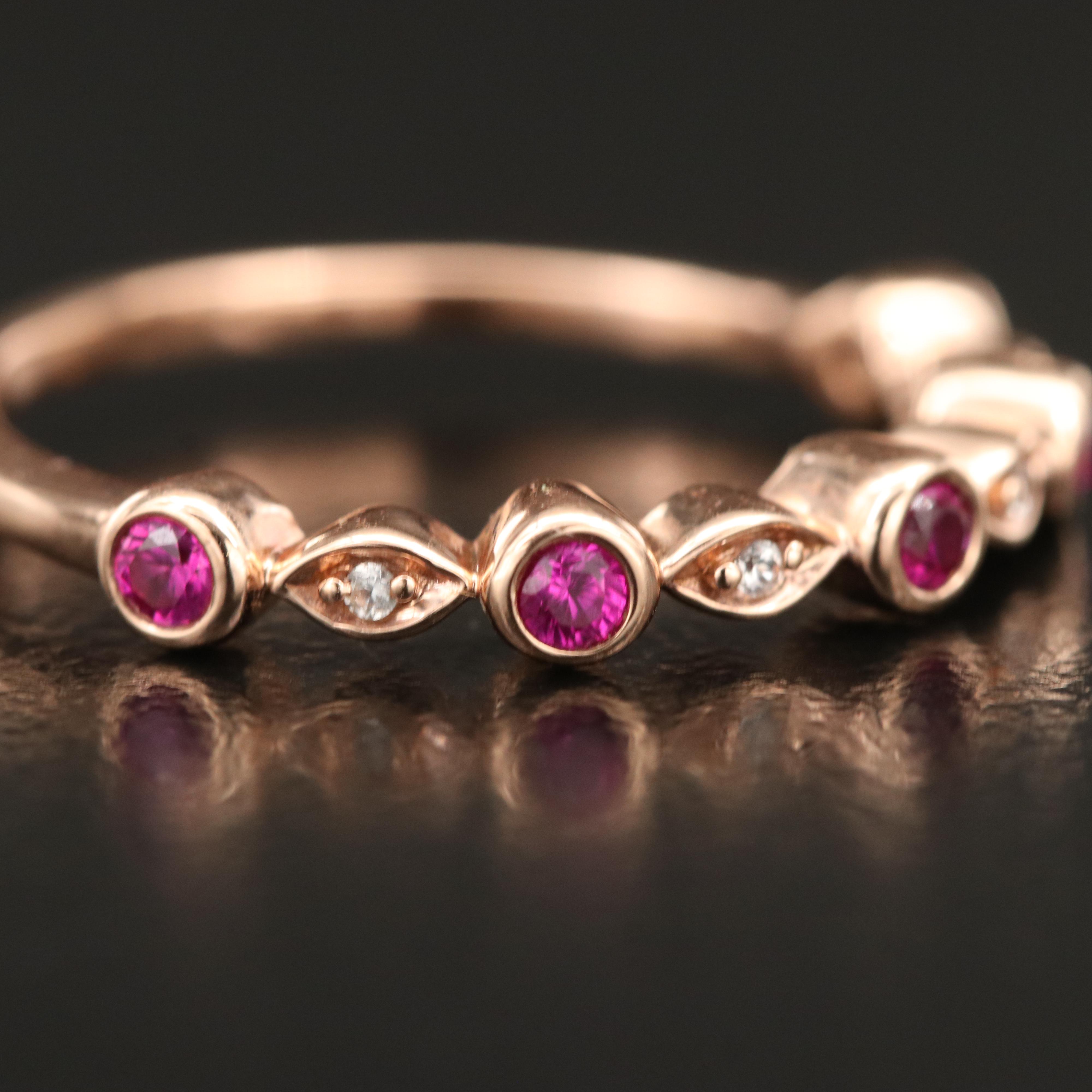 10K Rose Gold Ruby and Sapphire Ring