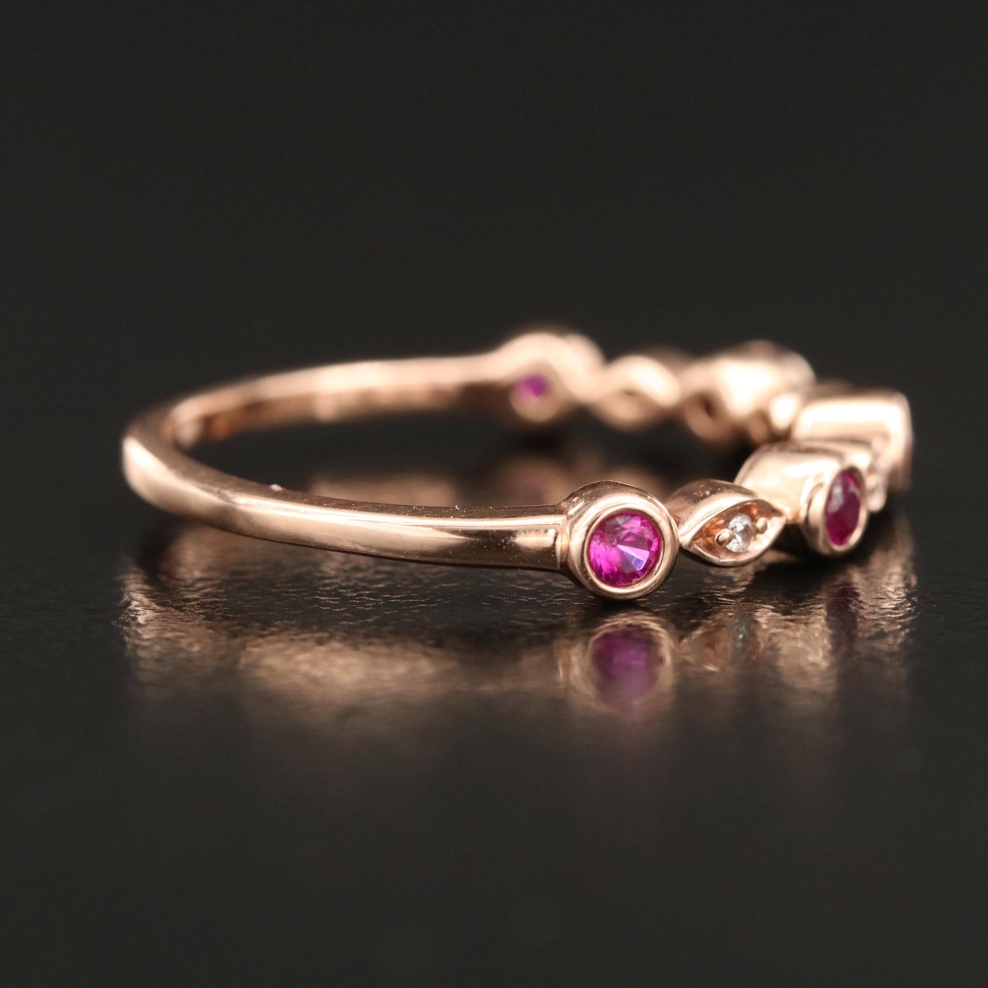 10K Rose Gold Ruby and Sapphire Ring