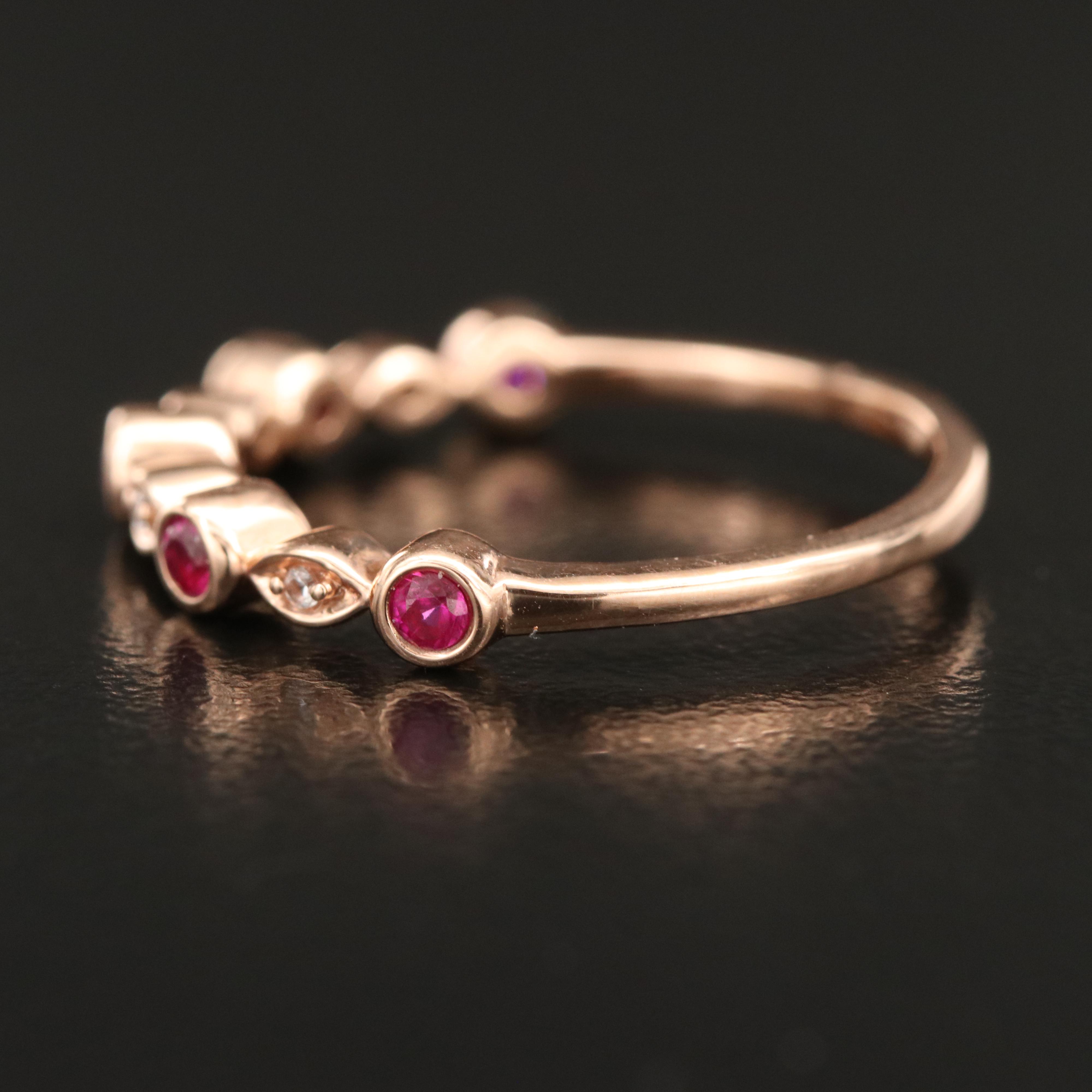 10K Rose Gold Ruby and Sapphire Ring