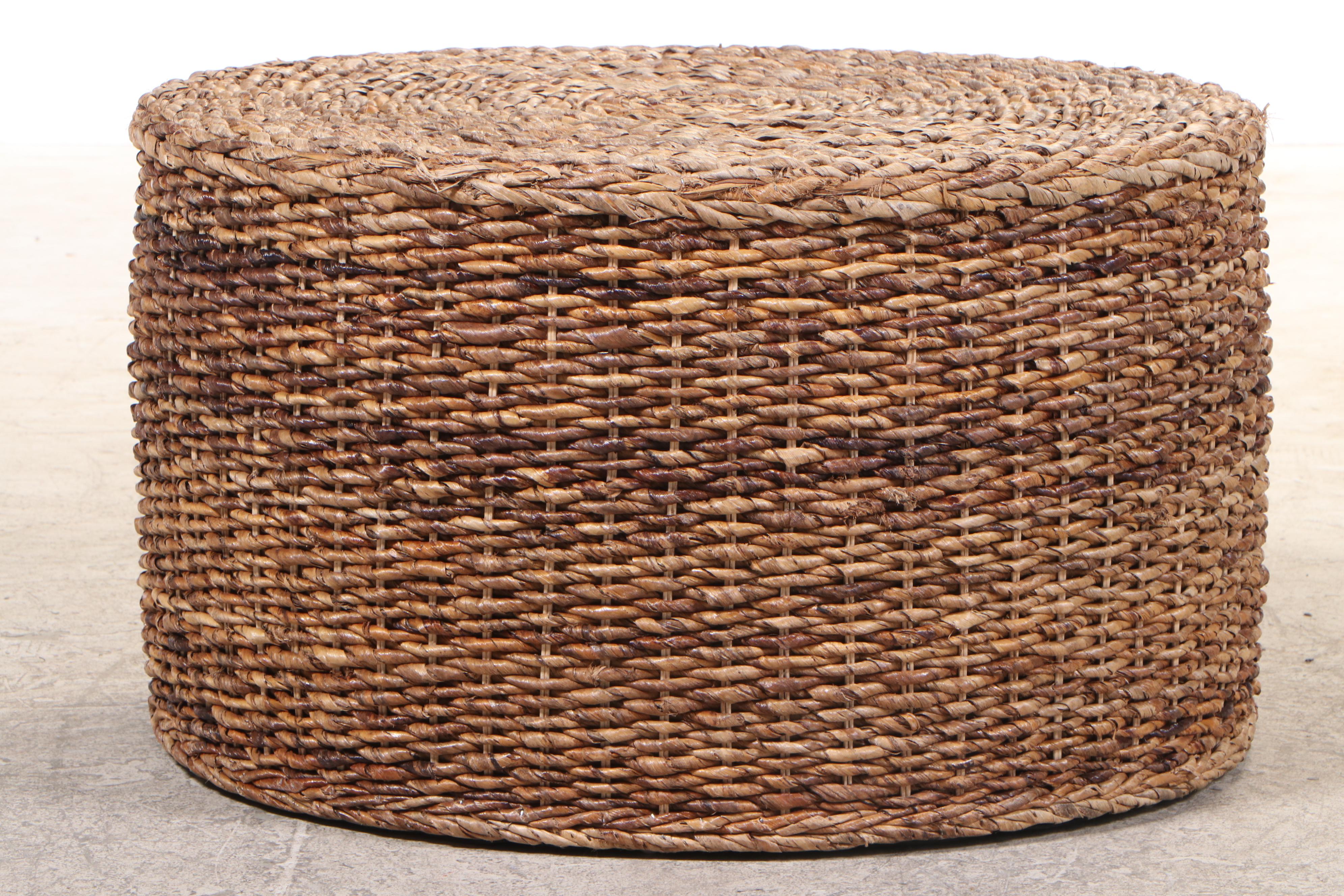 Indonesian Woven and Coiled Banana Leaf Ottoman/Coffee Table EBTH