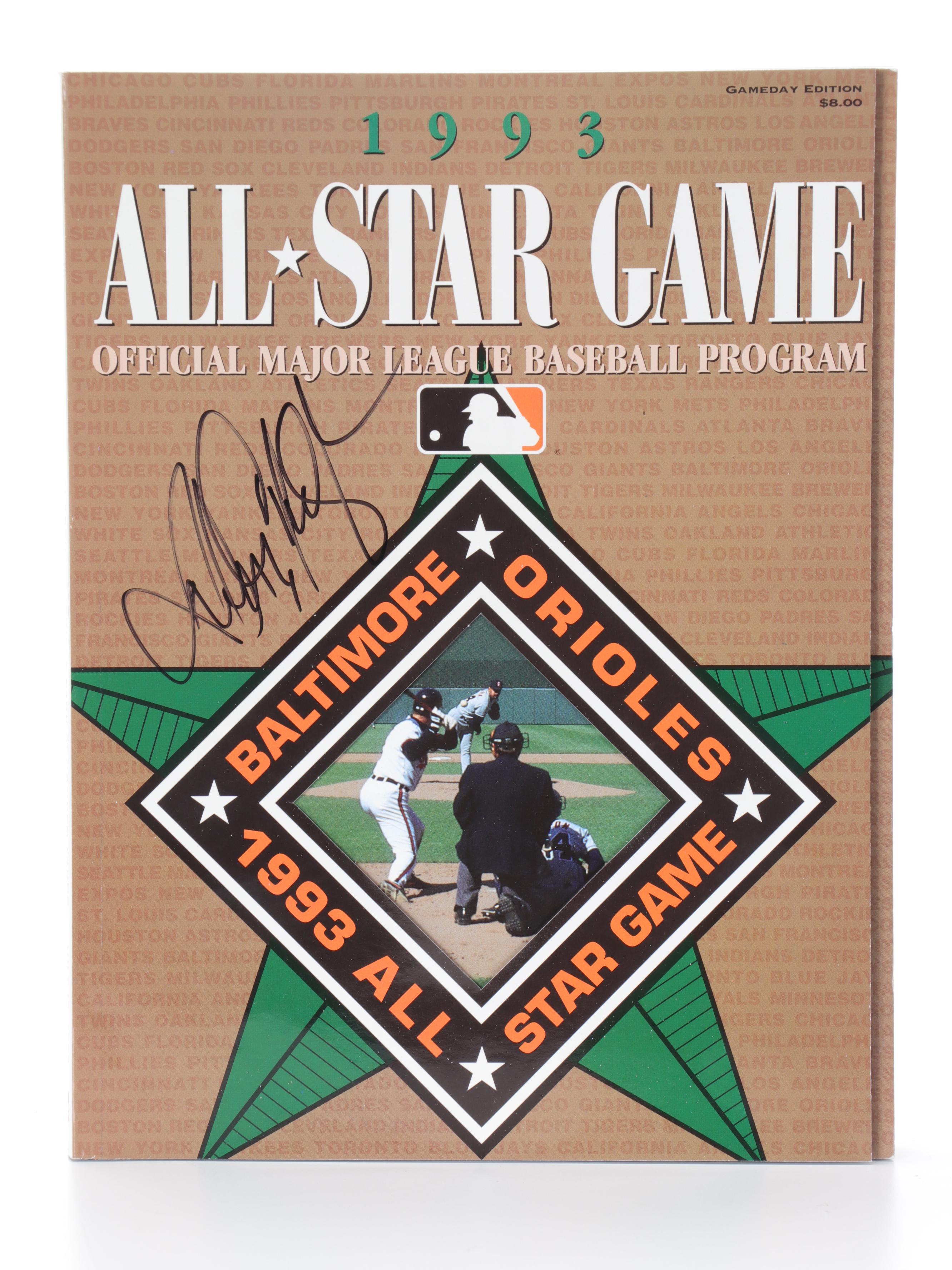 1993 MLB All-Star Game Andres Galarraga Signed Baseball Bat In Case, Program