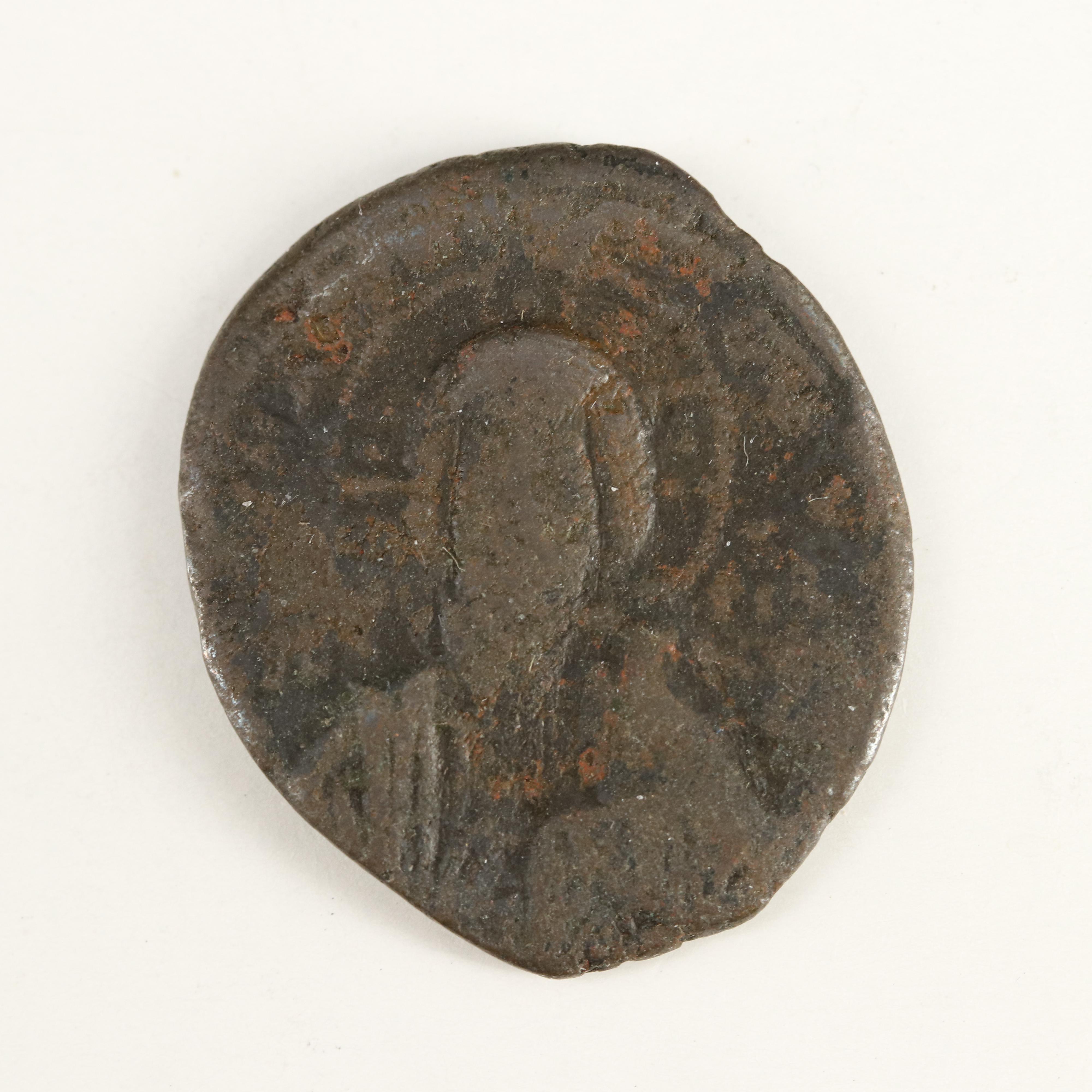 Four Byzantine Bronze Follis Coins Depicting Christ