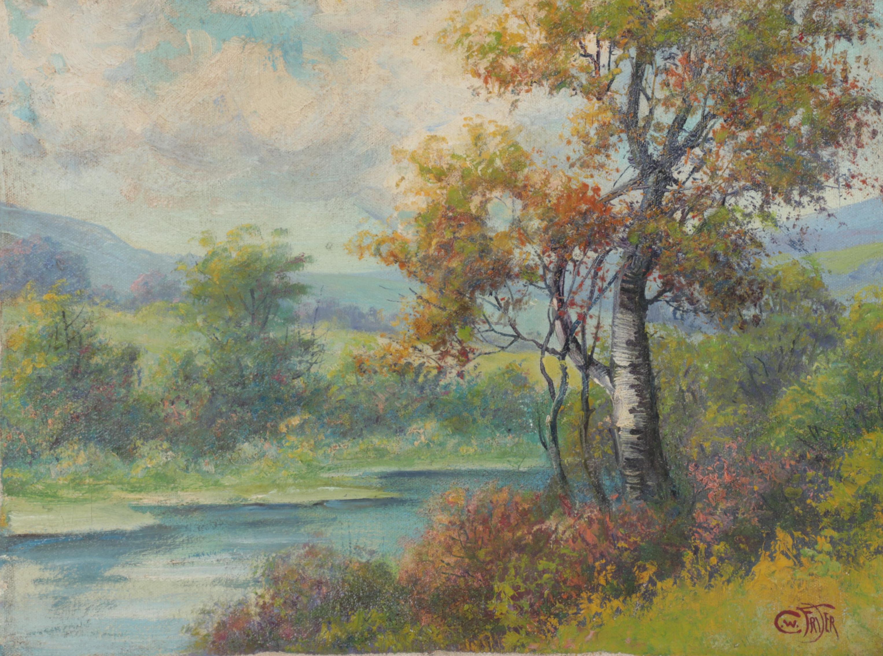 C. W. Fryer Landscape Oil Painting, Mid 20th Century