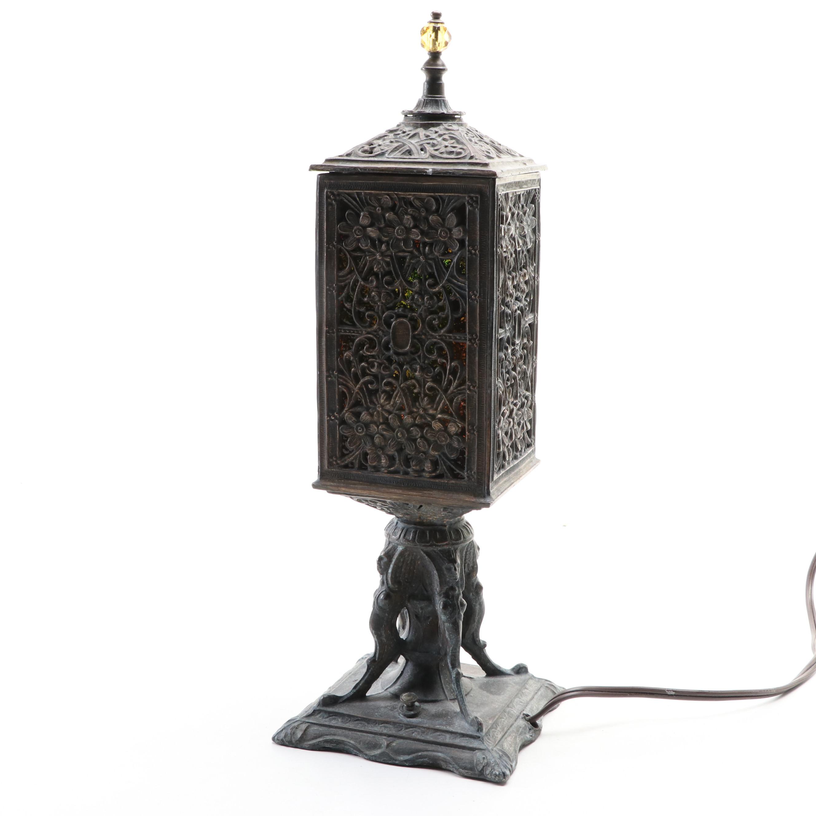 Gothic Revival Style Cast Metal Lamp, Late 20th C