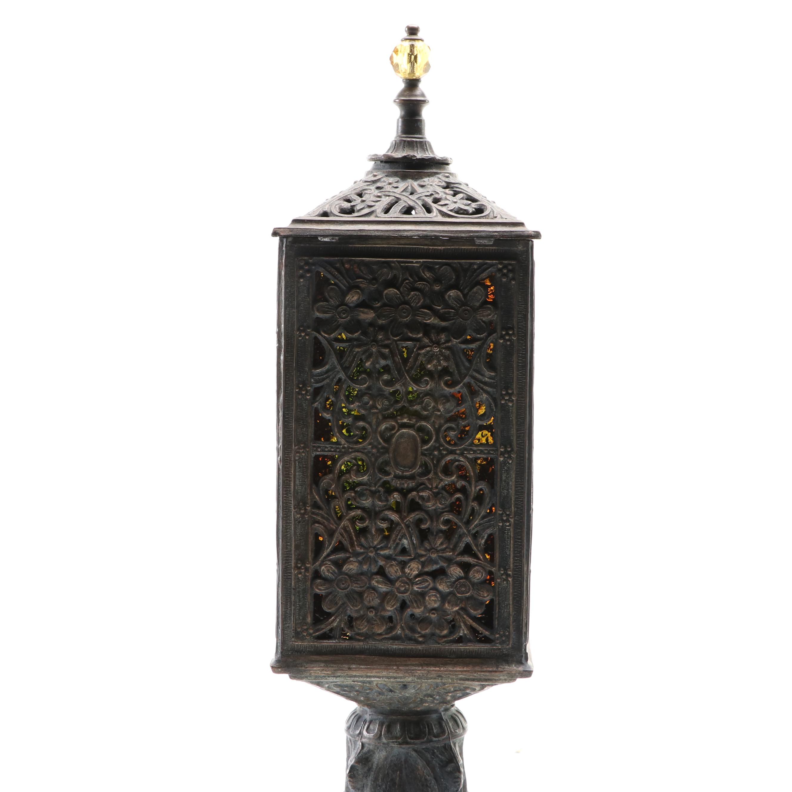 Gothic Revival Style Cast Metal Lamp, Late 20th C
