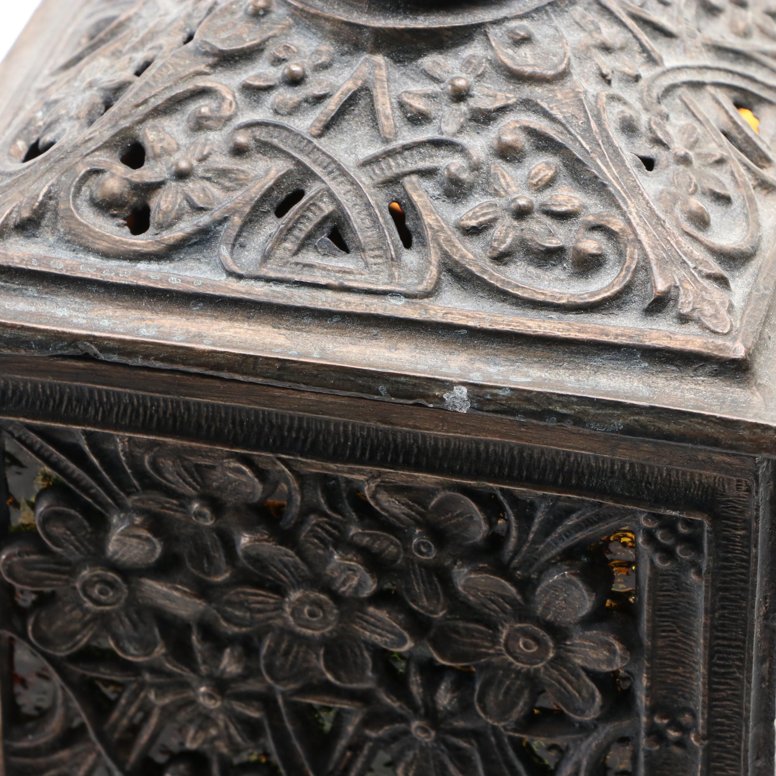 Gothic Revival Style Cast Metal Lamp, Late 20th C