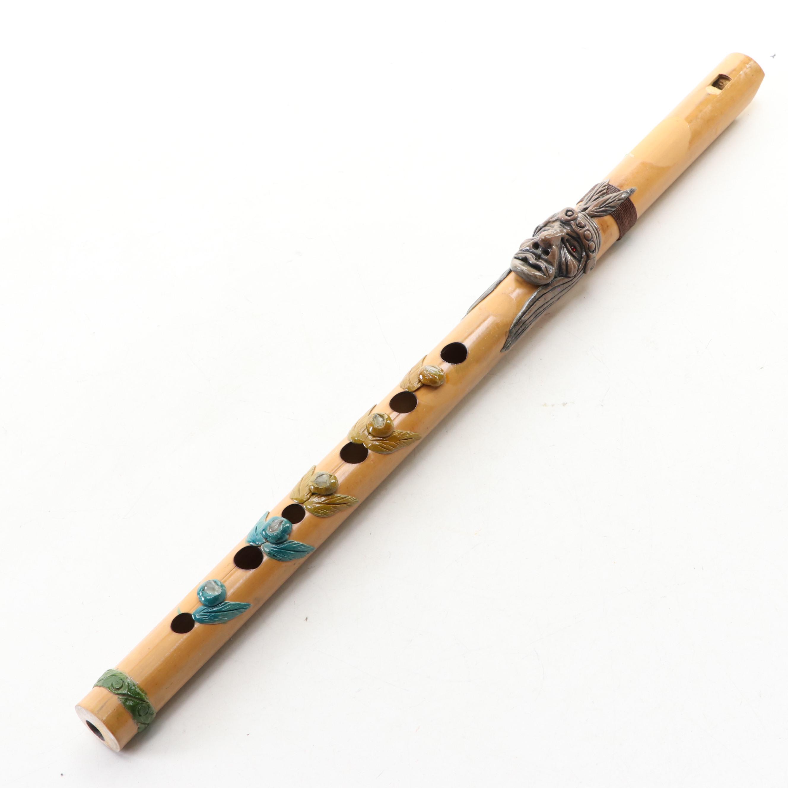 Native American Style Ceramic Embellished Woodwind Instruments