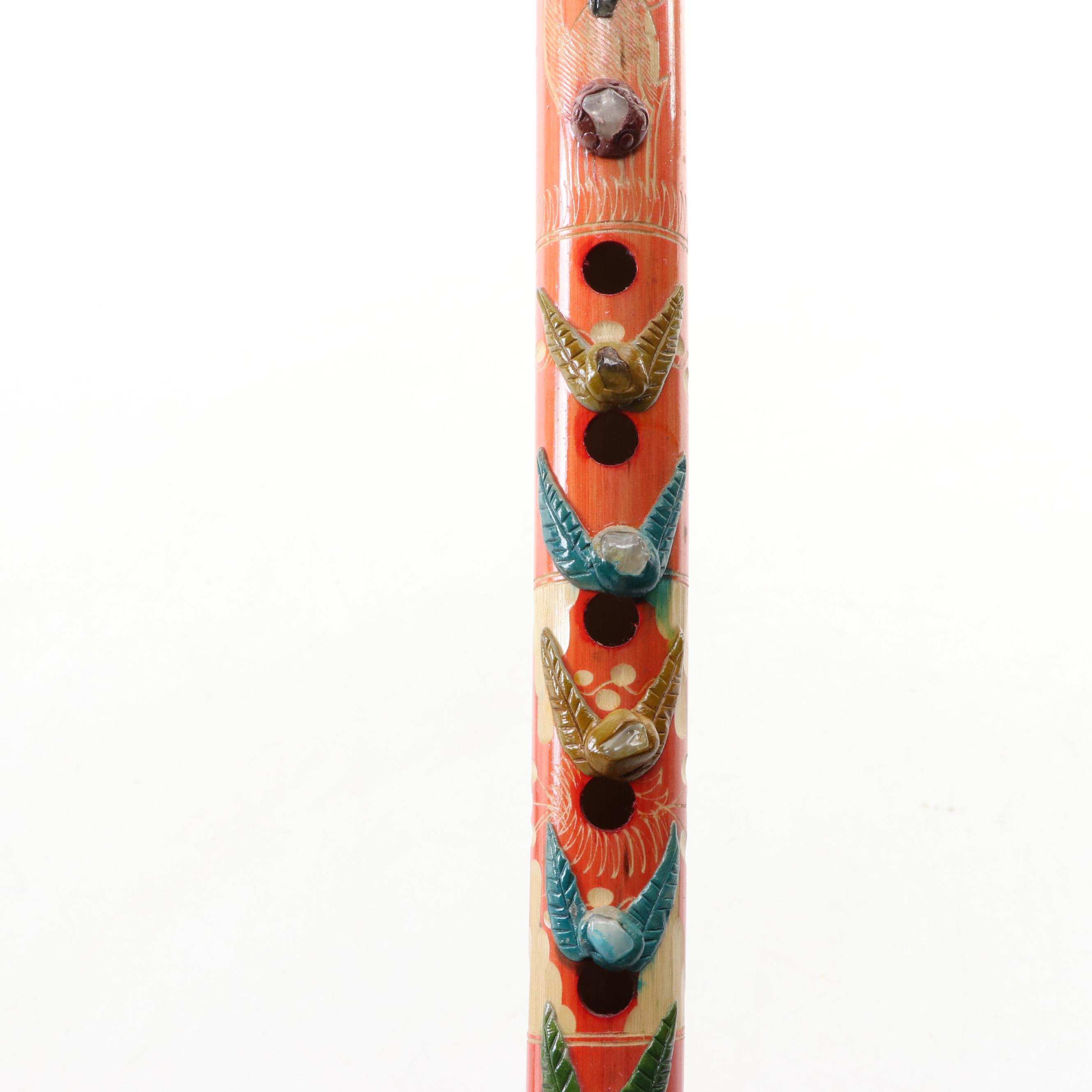 Native American Style Ceramic Embellished Woodwind Instruments