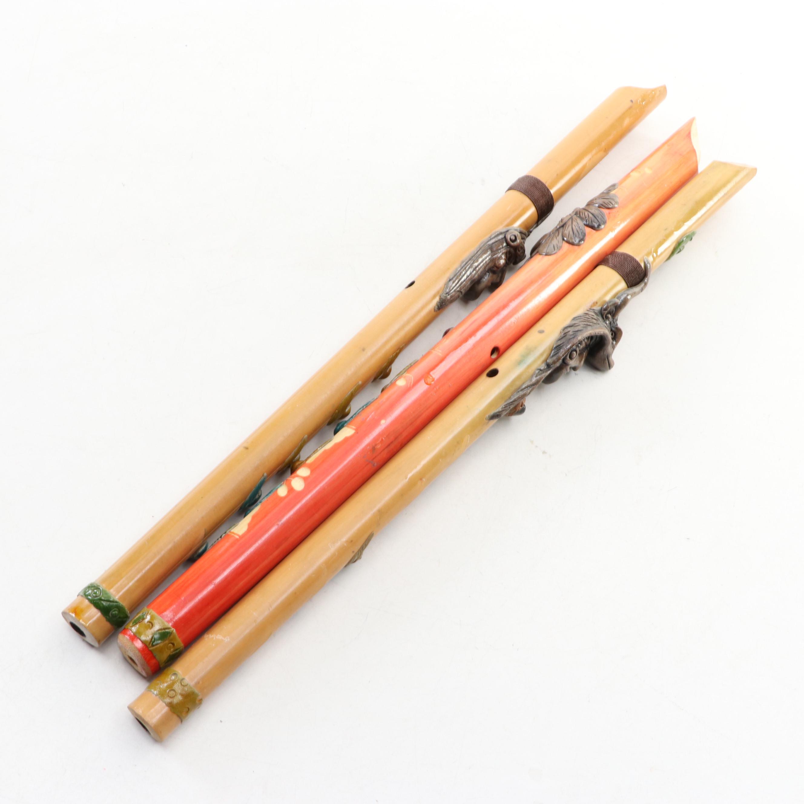 Native American Style Ceramic Embellished Woodwind Instruments