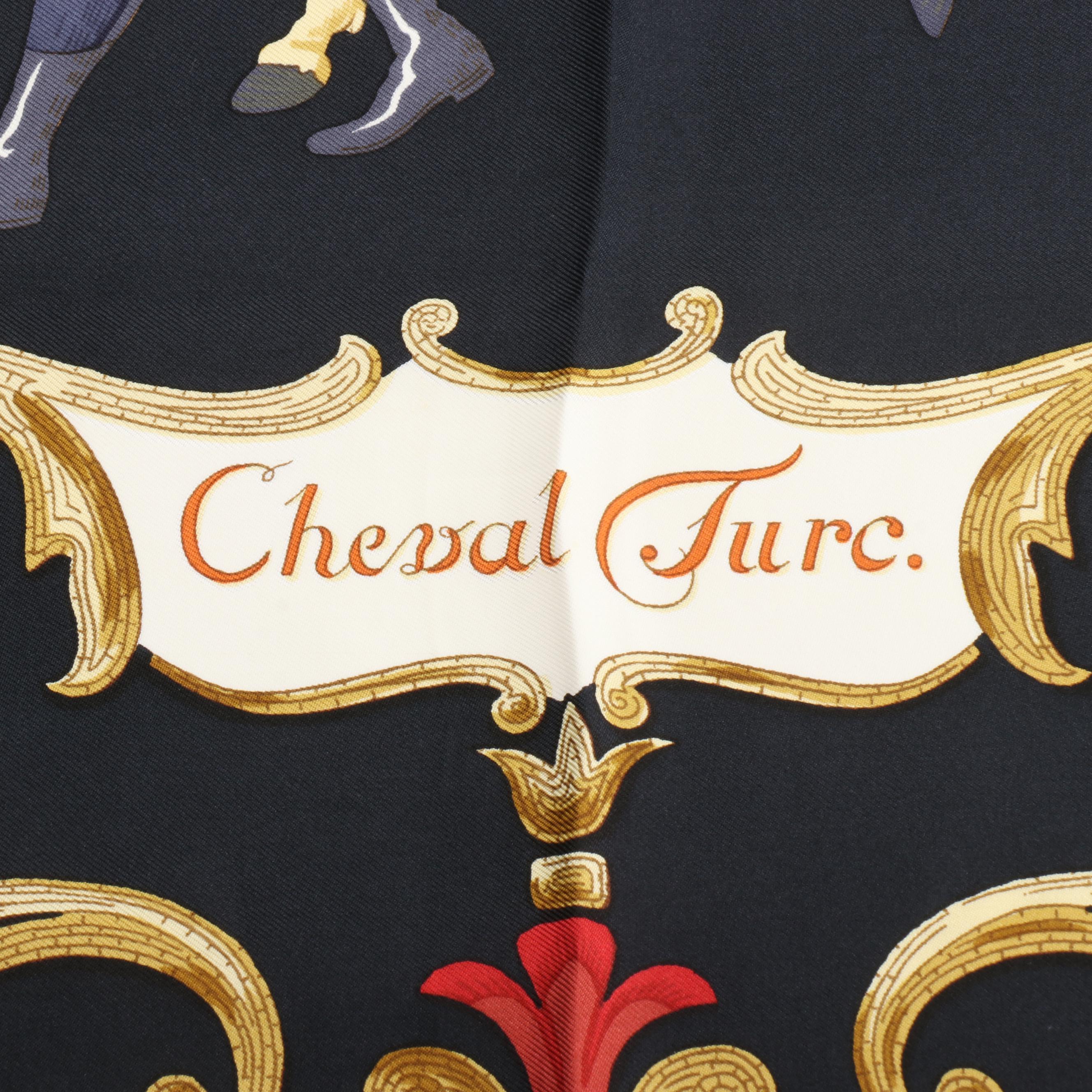 Hermès "Cheval Turc." Scarf 90 in Silk Twill