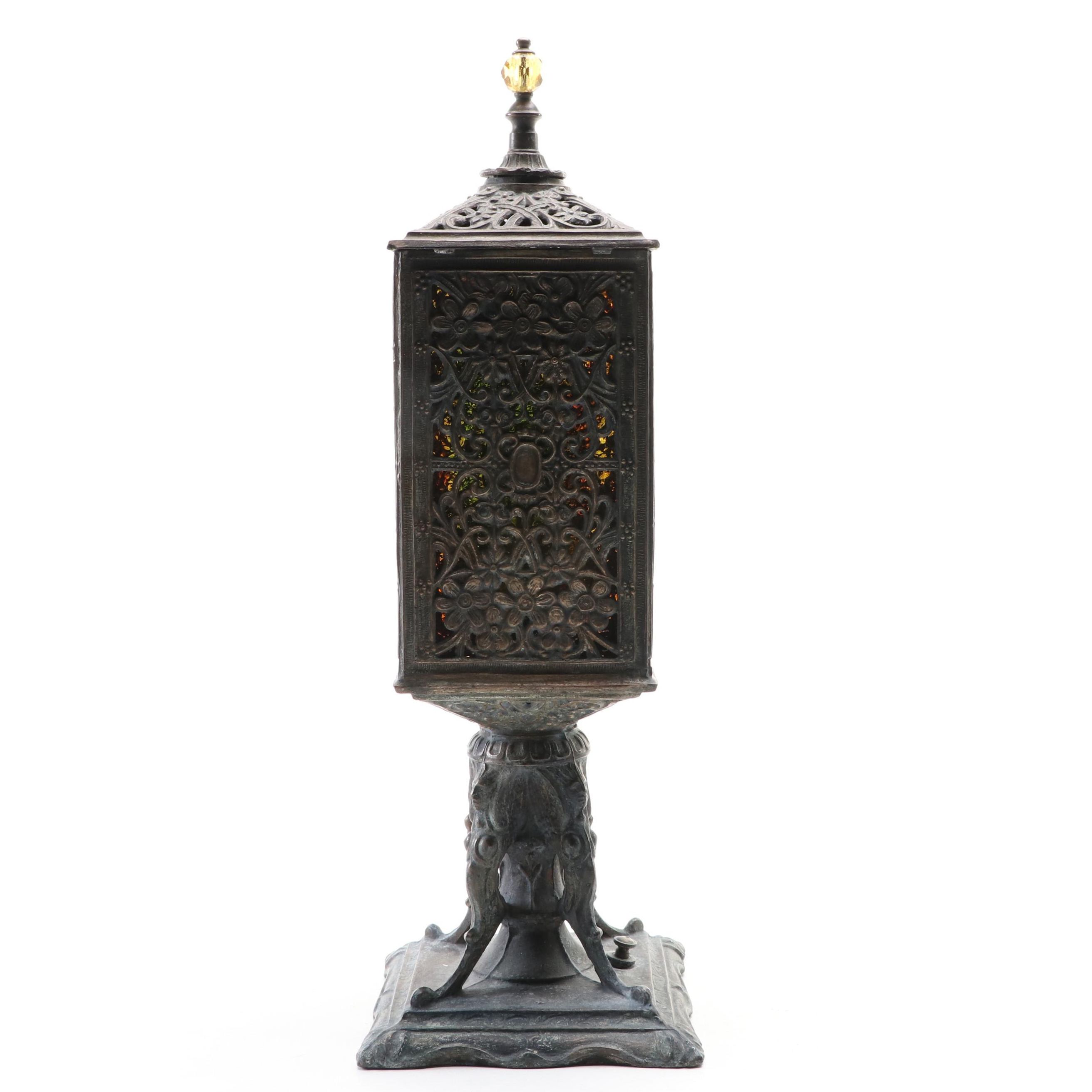 Gothic Revival Style Cast Metal Lamp, Late 20th C
