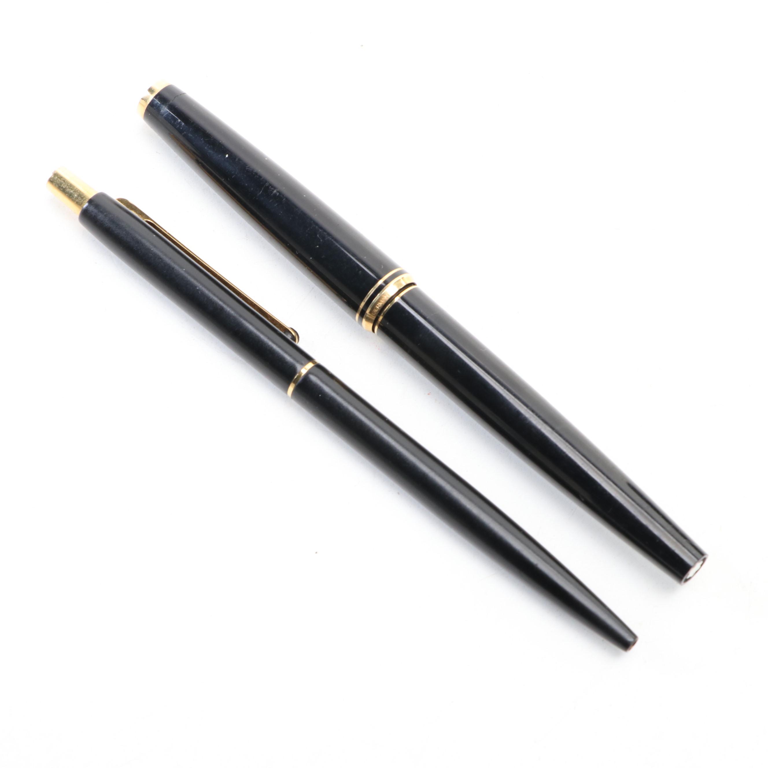 Montblanc Black Resin Fountain Pen and Ballpoint Pen
