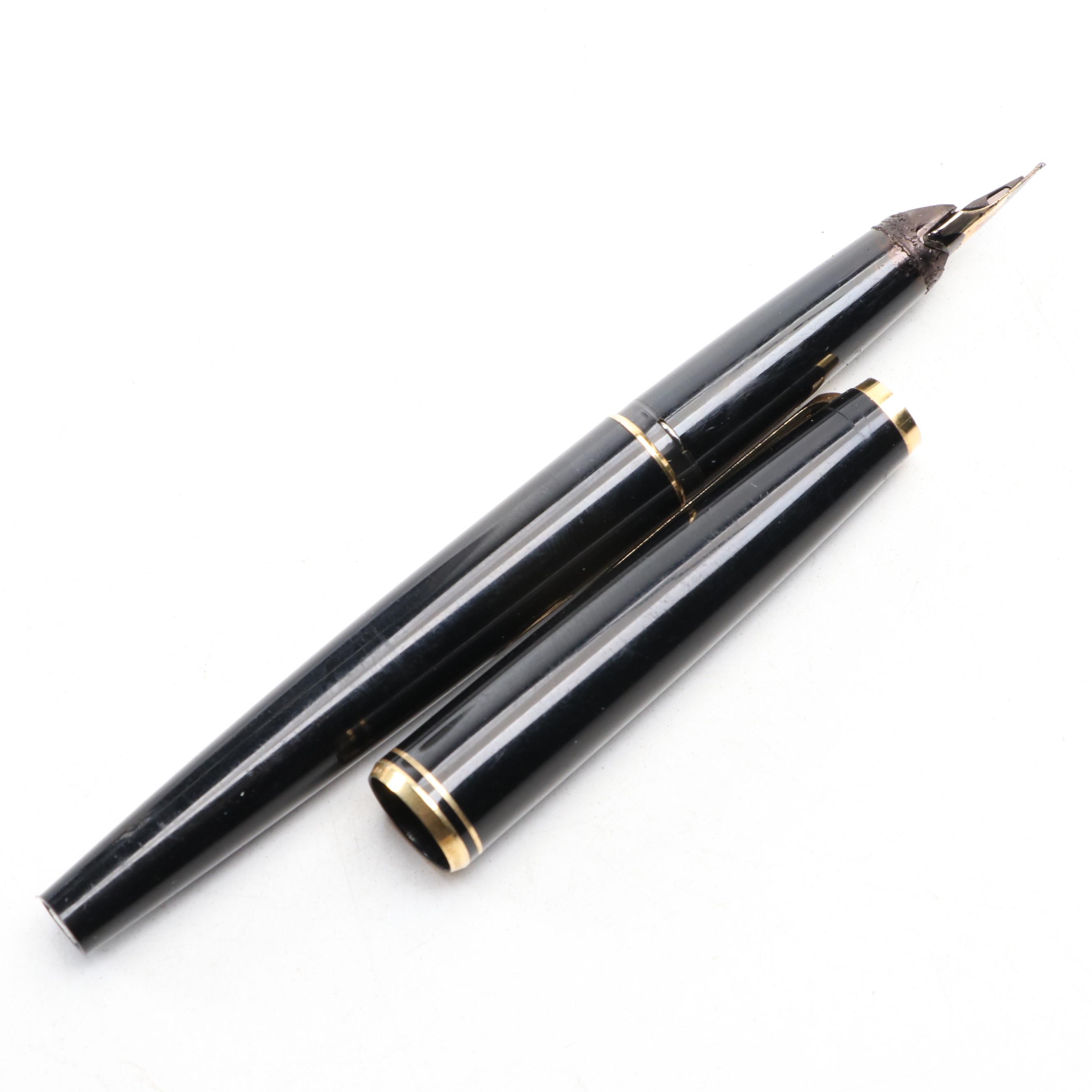 Montblanc Black Resin Fountain Pen and Ballpoint Pen