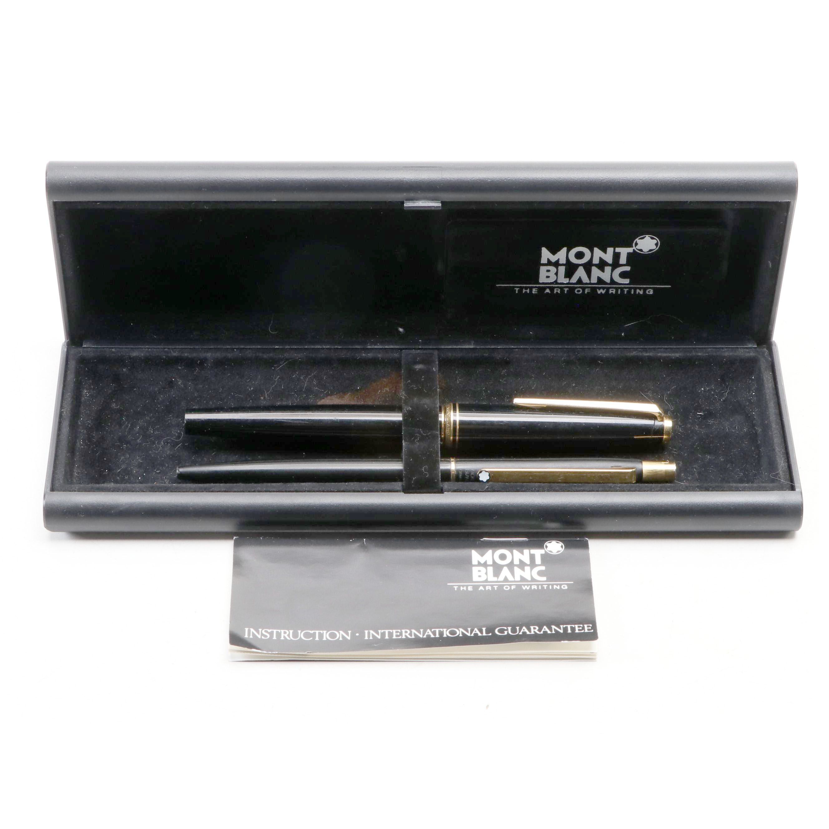 Montblanc Black Resin Fountain Pen and Ballpoint Pen