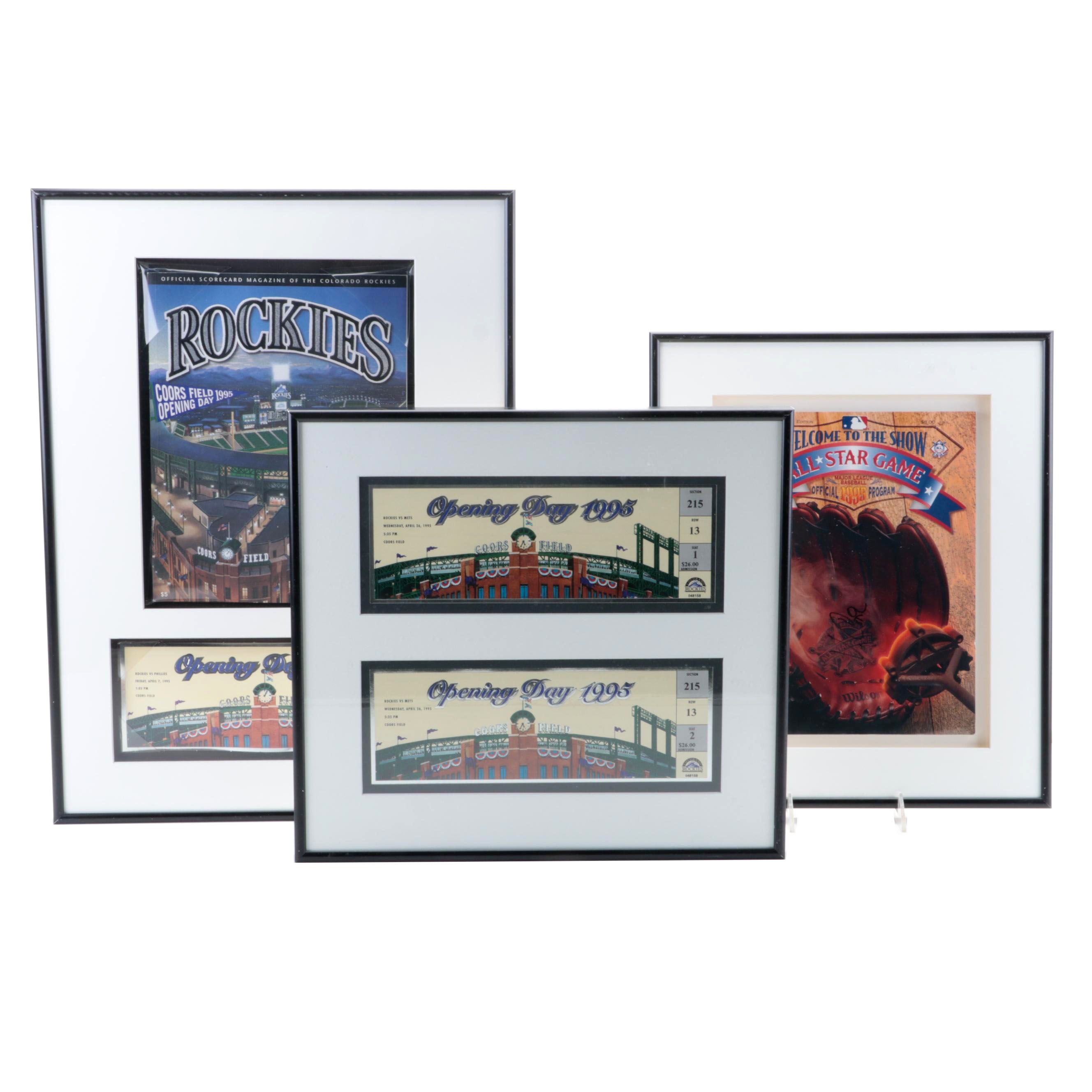 1995 MLB All-Star Game Framed Signed Program, Rockies Opening Day Tickets, More