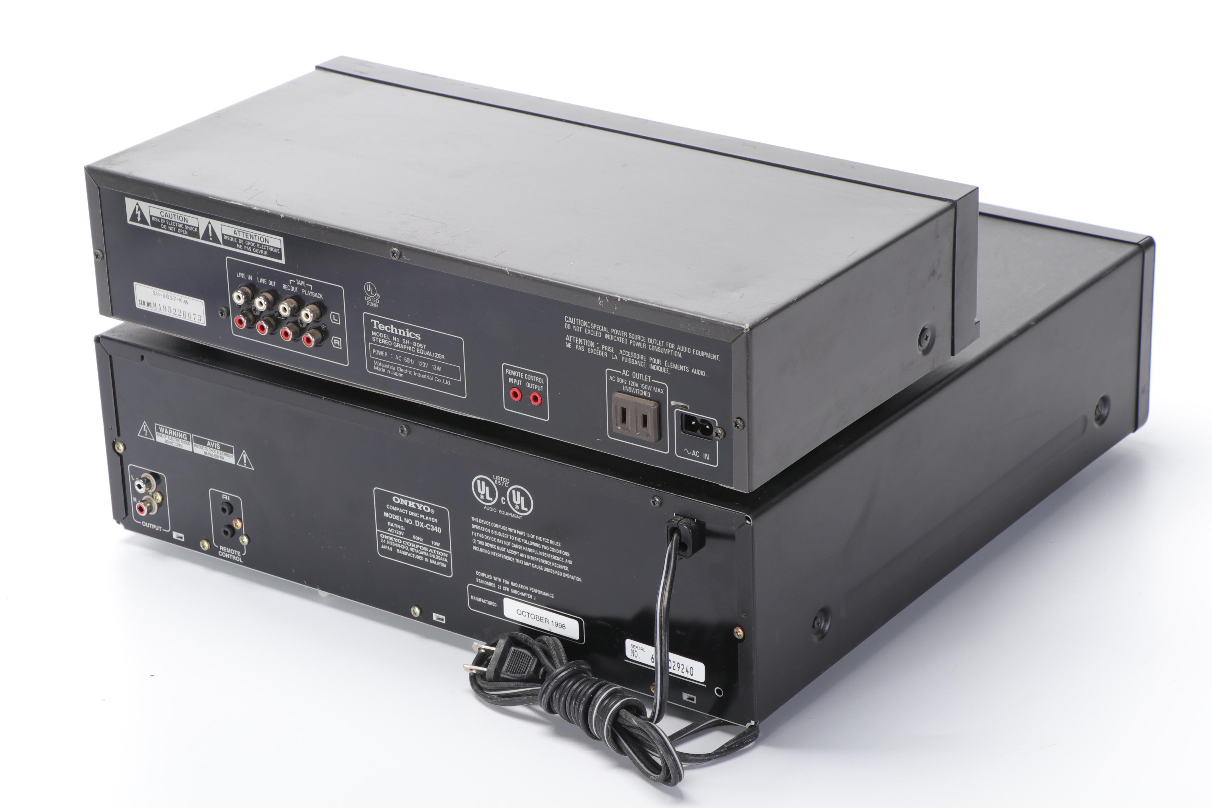 Technics Equalizer, Tuner and Amplifier, Onkyo Compact Disc Changer