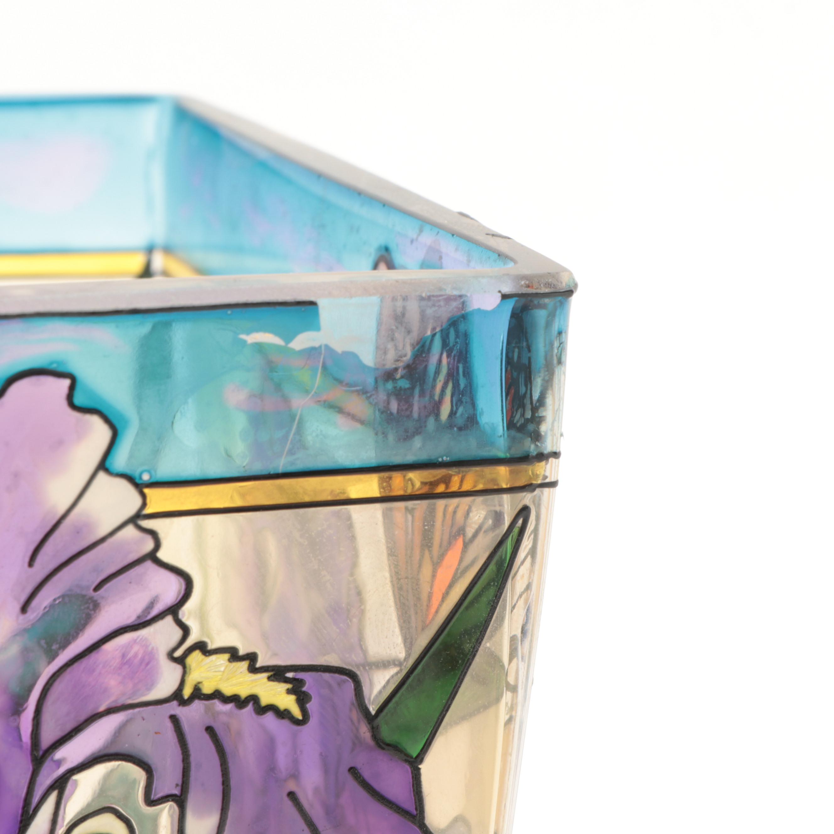 Amia Studios Hand-Painted Stained Glass Vase with Other Hand-Painted Vases