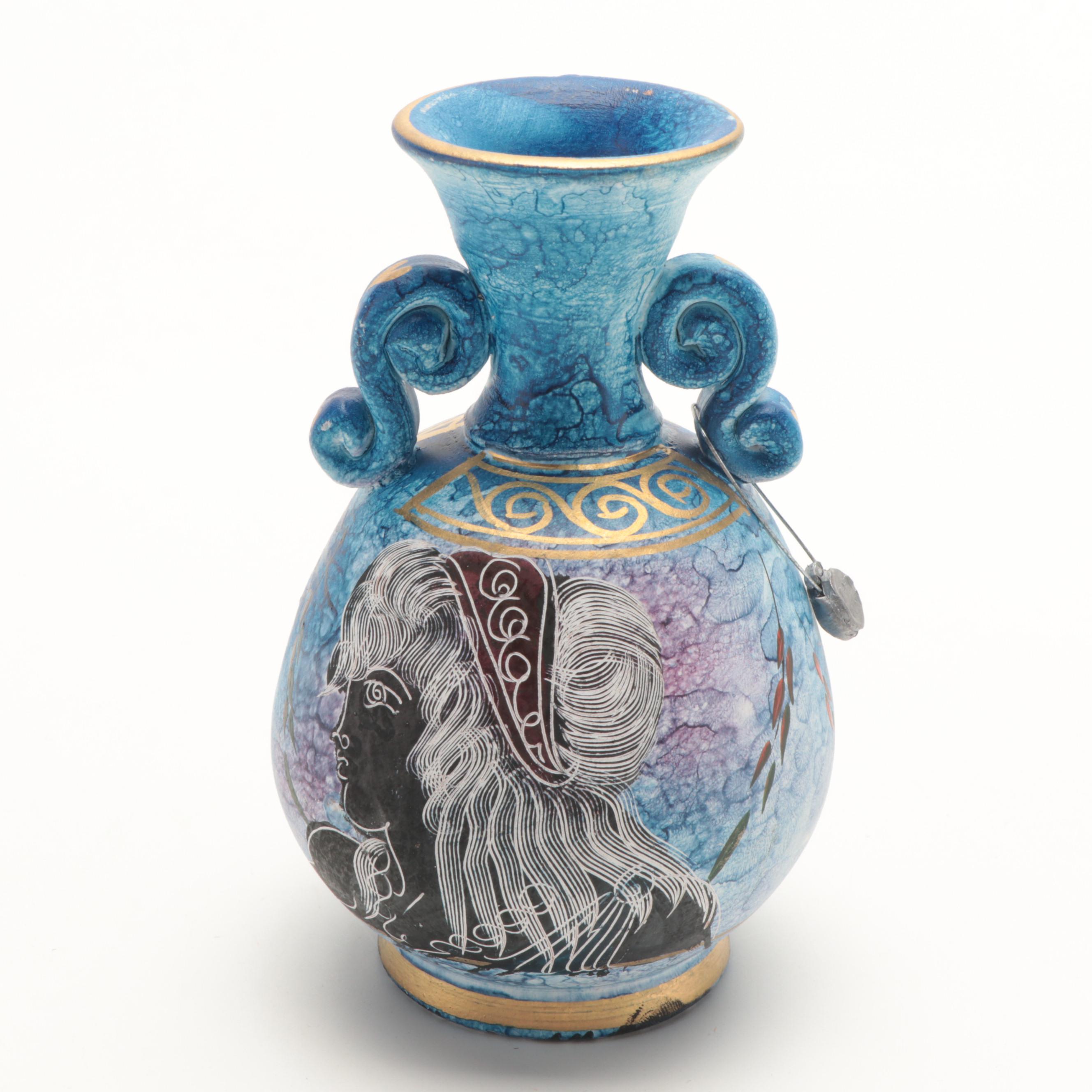 Amia Studios Hand-Painted Stained Glass Vase with Other Hand-Painted Vases