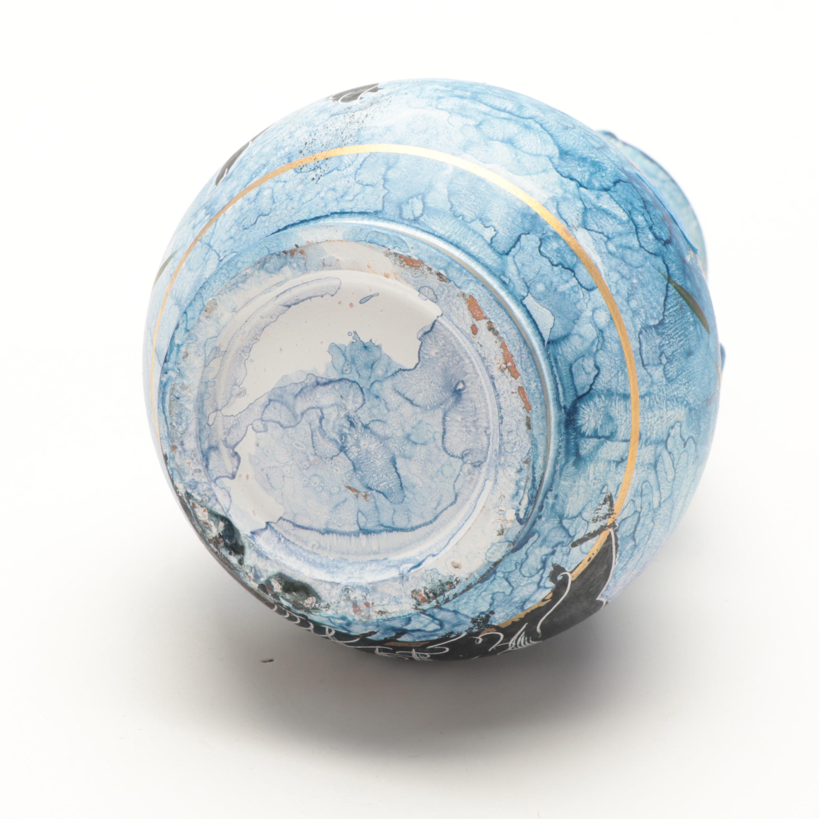 Amia Studios Hand-Painted Stained Glass Vase with Other Hand-Painted Vases