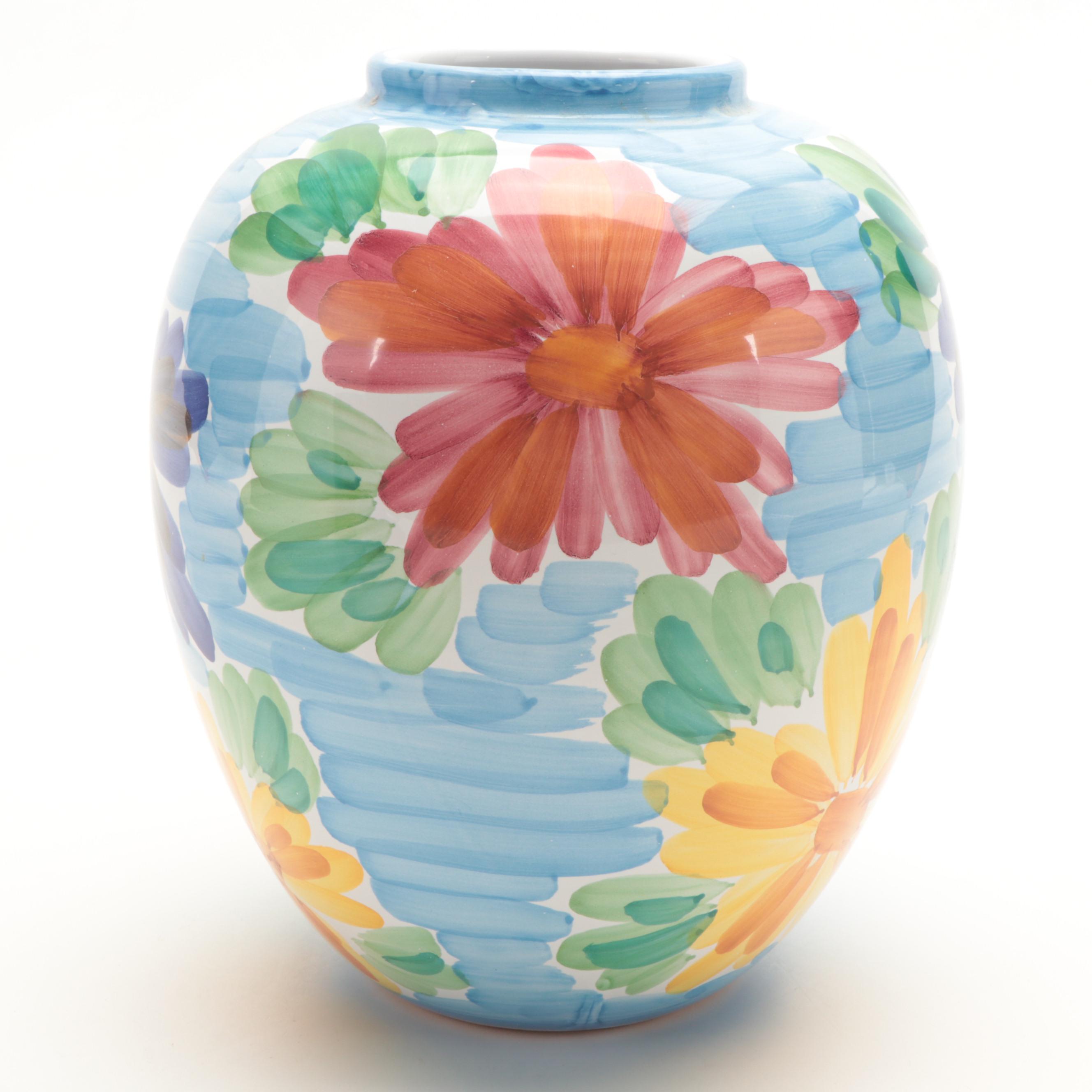 Amia Studios Hand-Painted Stained Glass Vase with Other Hand-Painted Vases