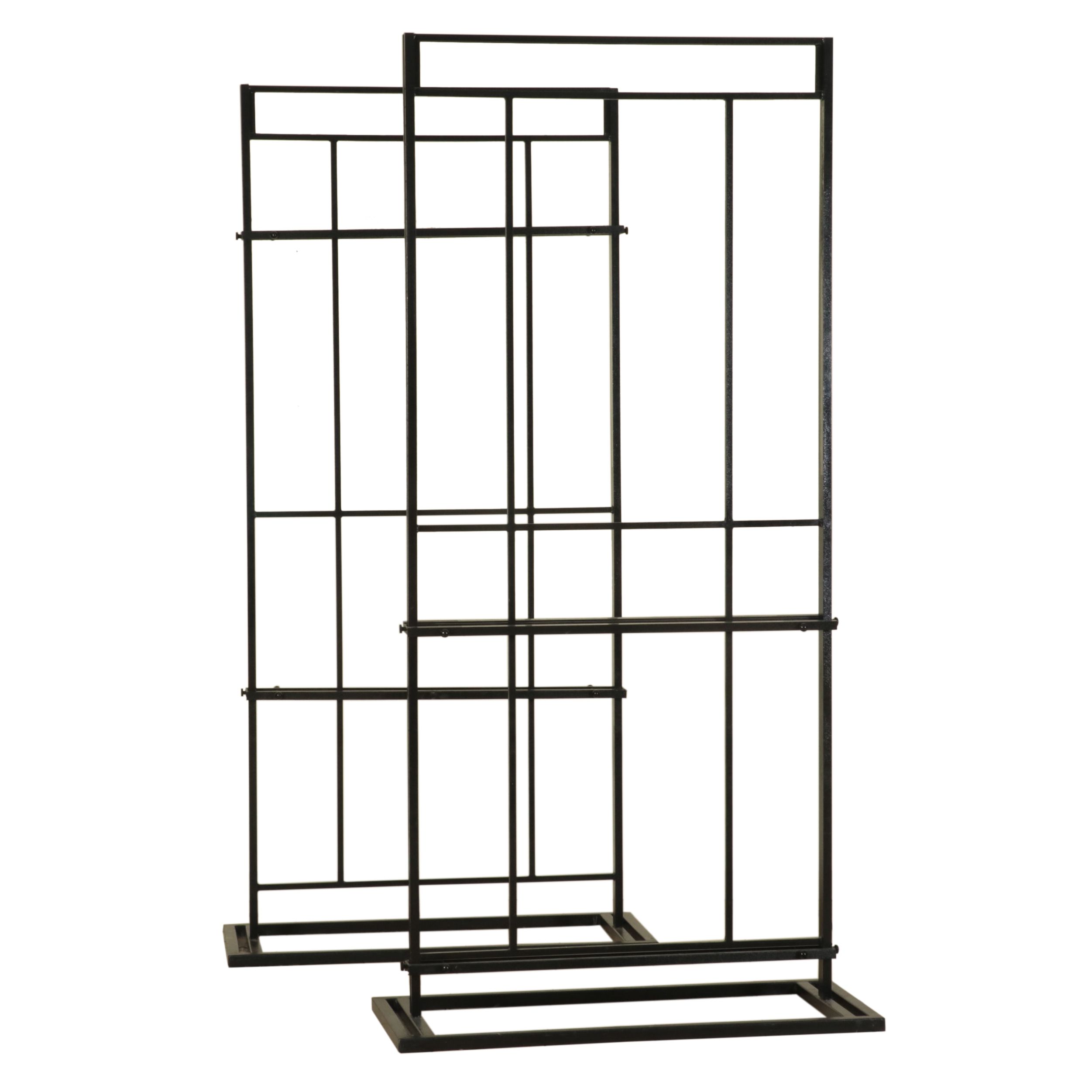 Pair of Textured Black Finish Display Structure with Adjustble Rungs