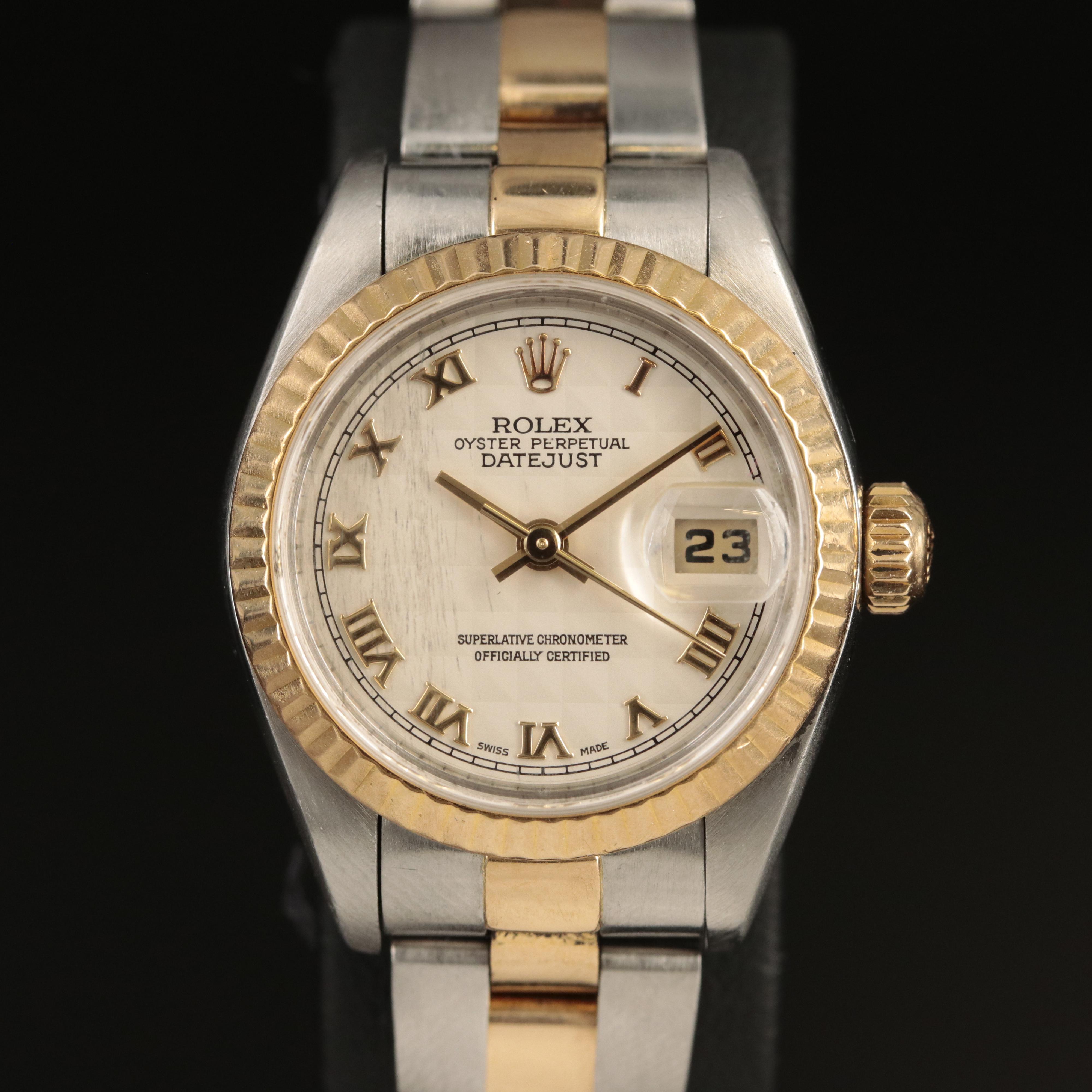 1998 - 2000 Rolex Datejust Ivory Pyramid Roman Dial Watch