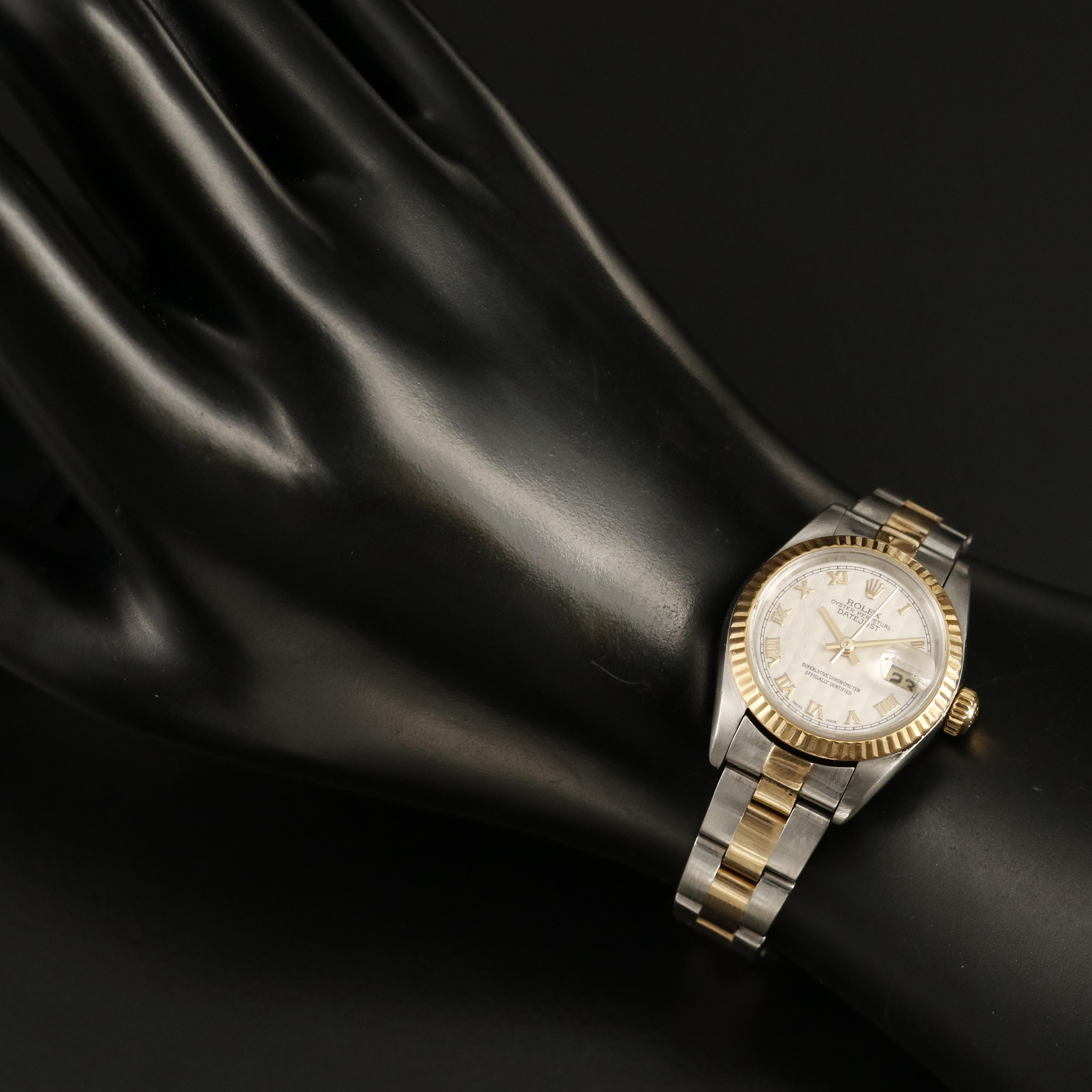 1998 - 2000 Rolex Datejust Ivory Pyramid Roman Dial Watch