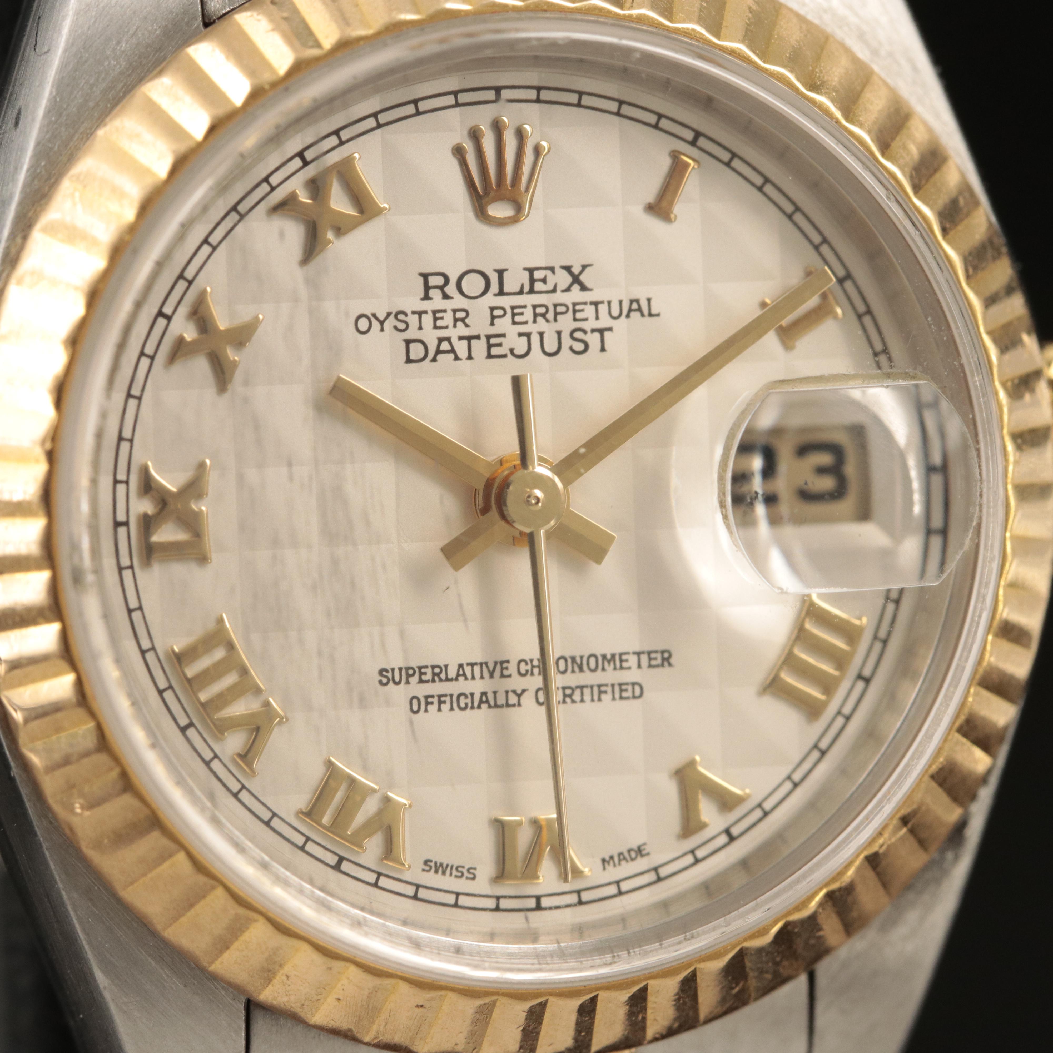1998 - 2000 Rolex Datejust Ivory Pyramid Roman Dial Watch