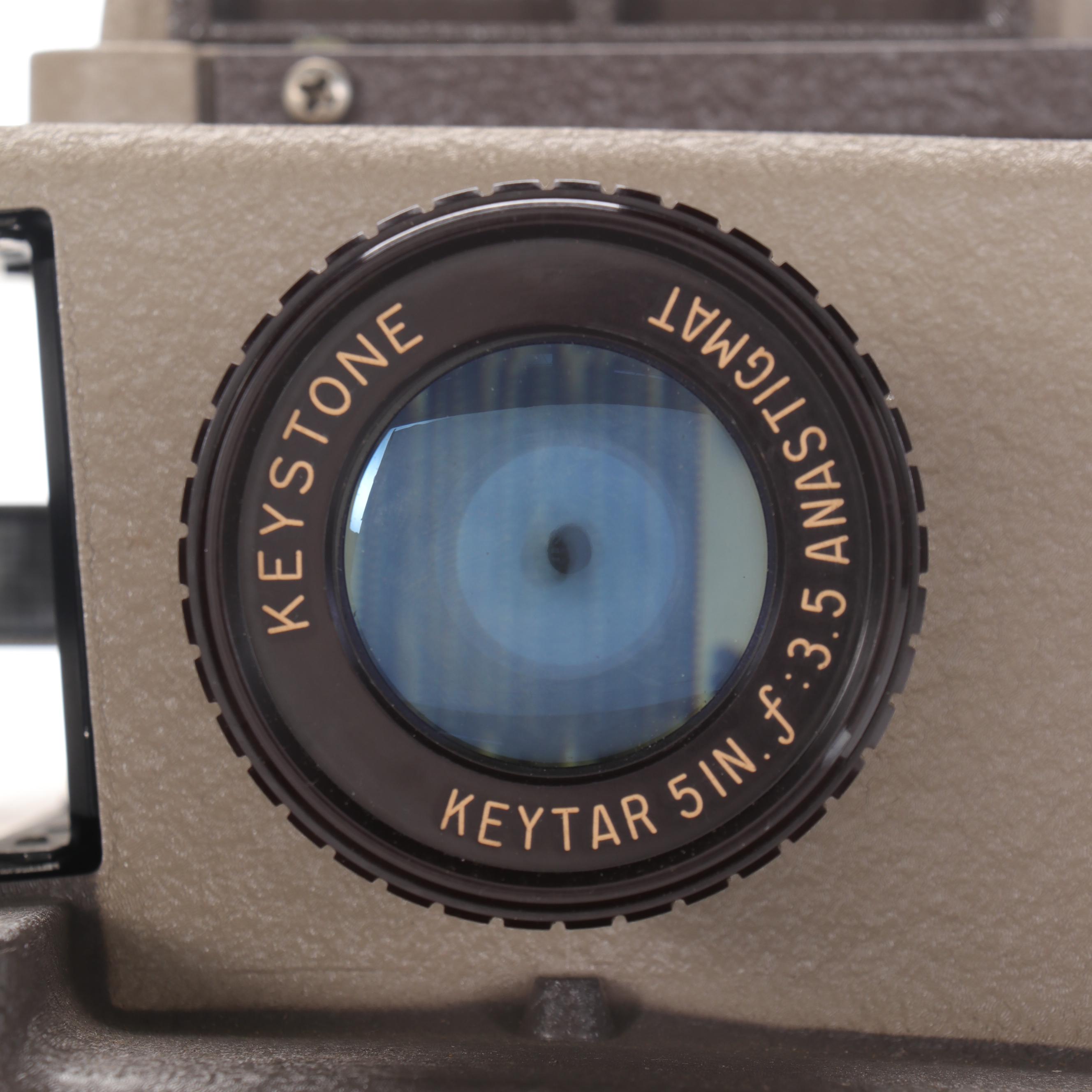 Keystone K-511 Automatic Slide Projector, Da-Lite Projection Screen and Storage