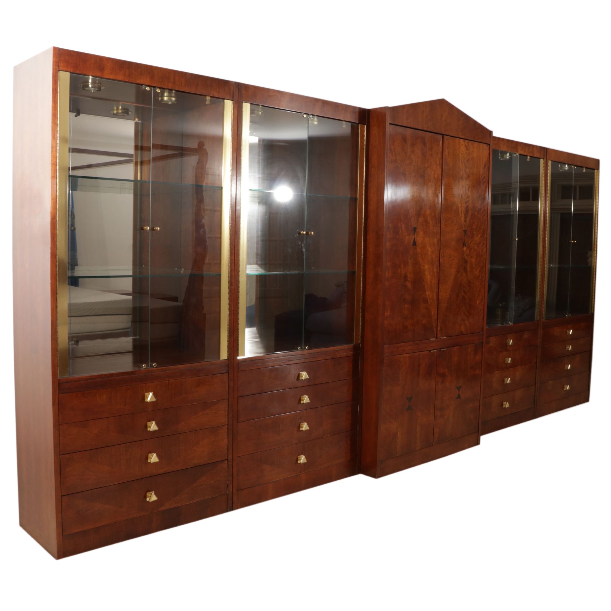 Henredon "Scene 4" Parquetry Illuminated  Display Cabinet and Armoire