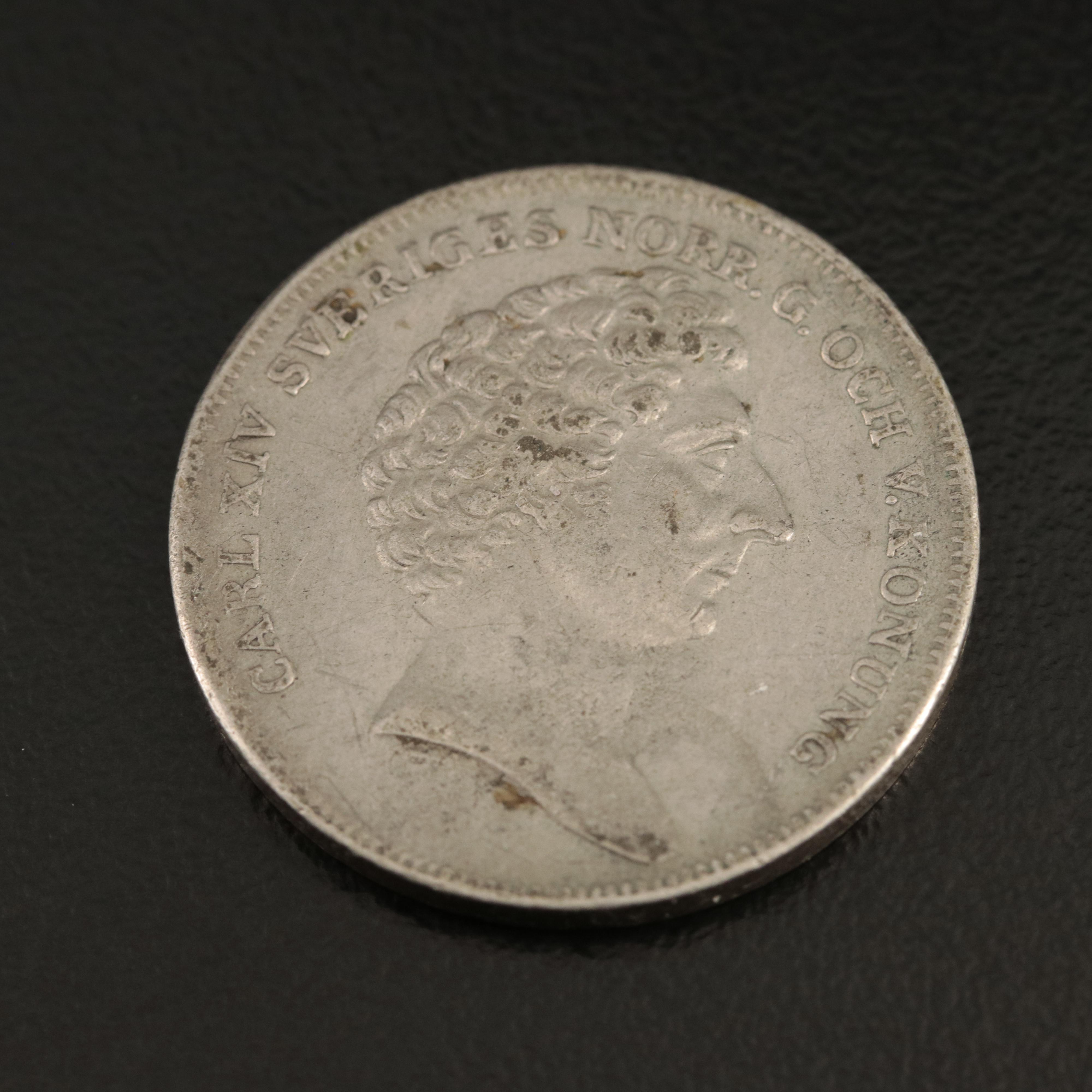 1834 Swedish 1/4 Riksdaler Silver Coin