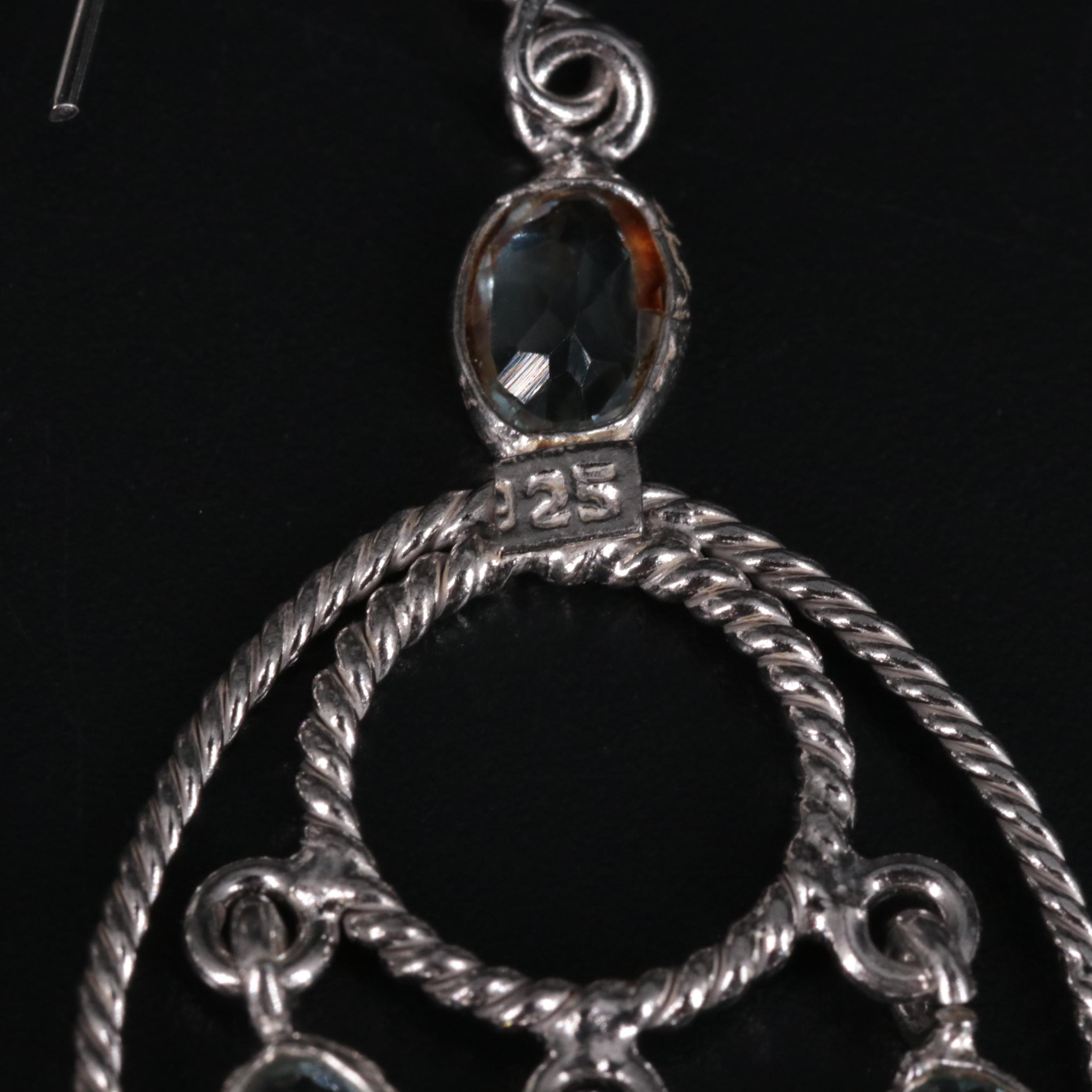 Sterling Silver Gemstone Chandelier Earrings